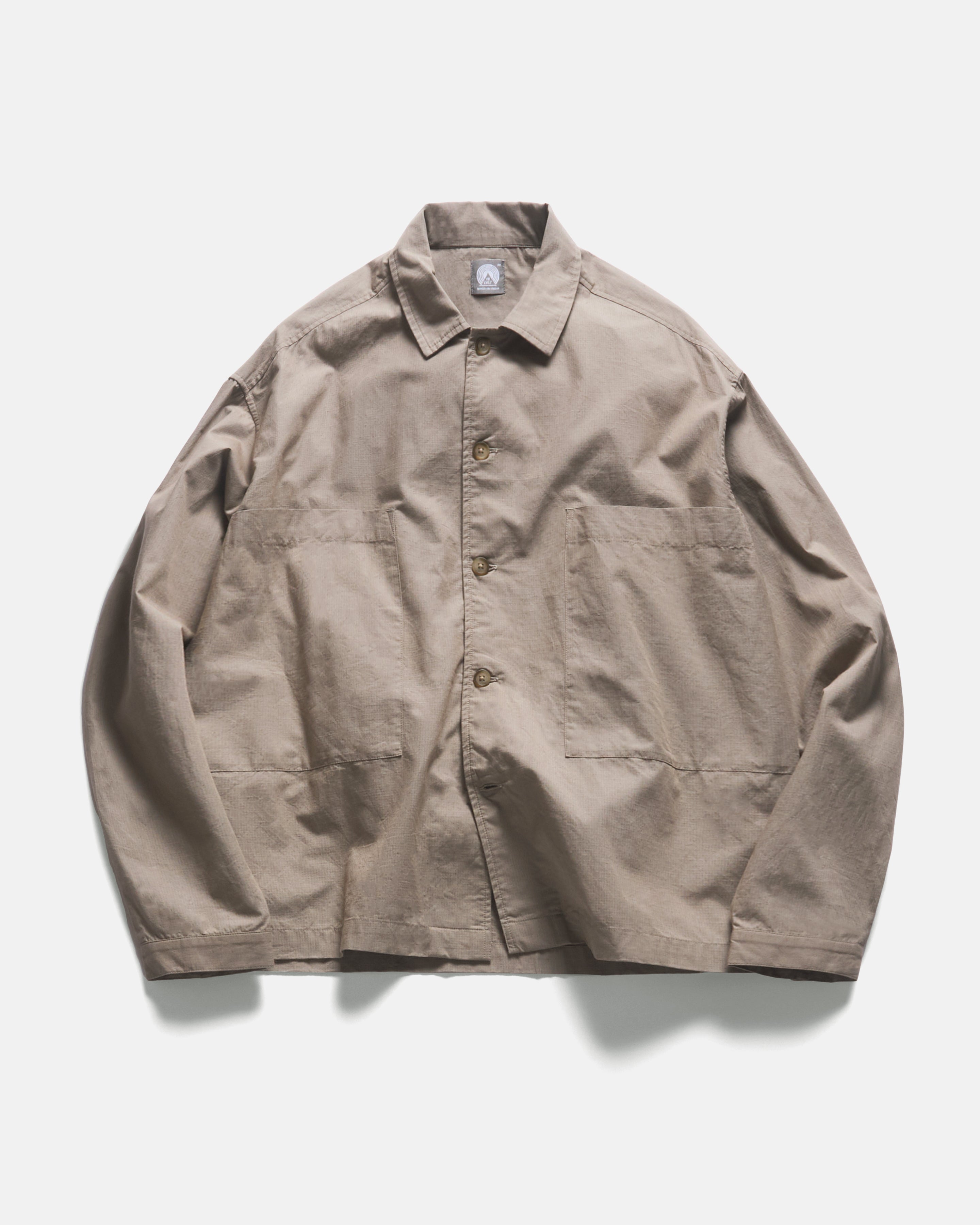 SAM SHIRT JACKET - VINTAGE KHAKI COTTON MICRO RIPSTOP – 18 East SAM SHIRT JACKET - VINTAGE KHAKI COTTON MICRO RIPSTOP – 18 East
