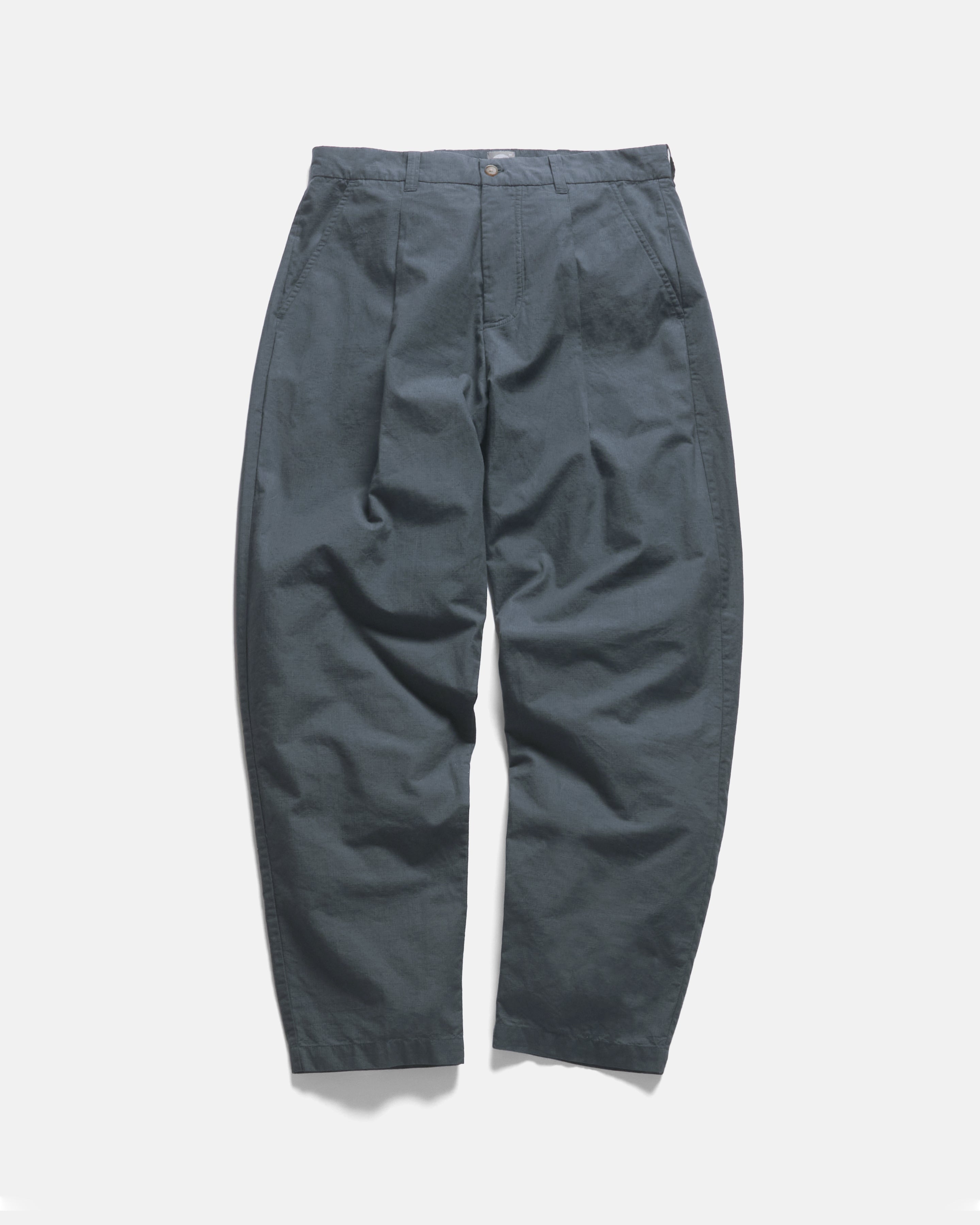 JIAN SINGLE PLEAT PANT - WASHED SLATE COTTON MICRO RIPSTOP – 18 East