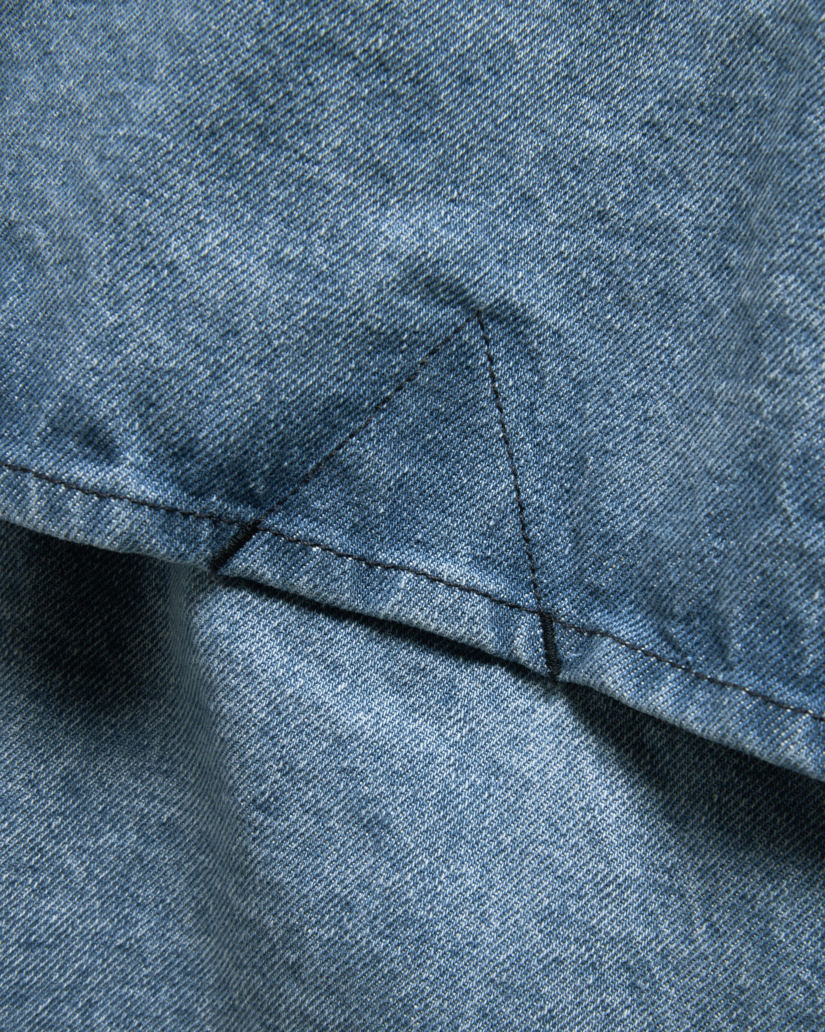 BELLOWS ZIP FRONT COACH'S JACKET - BLEACHED 13 oz. DENIM