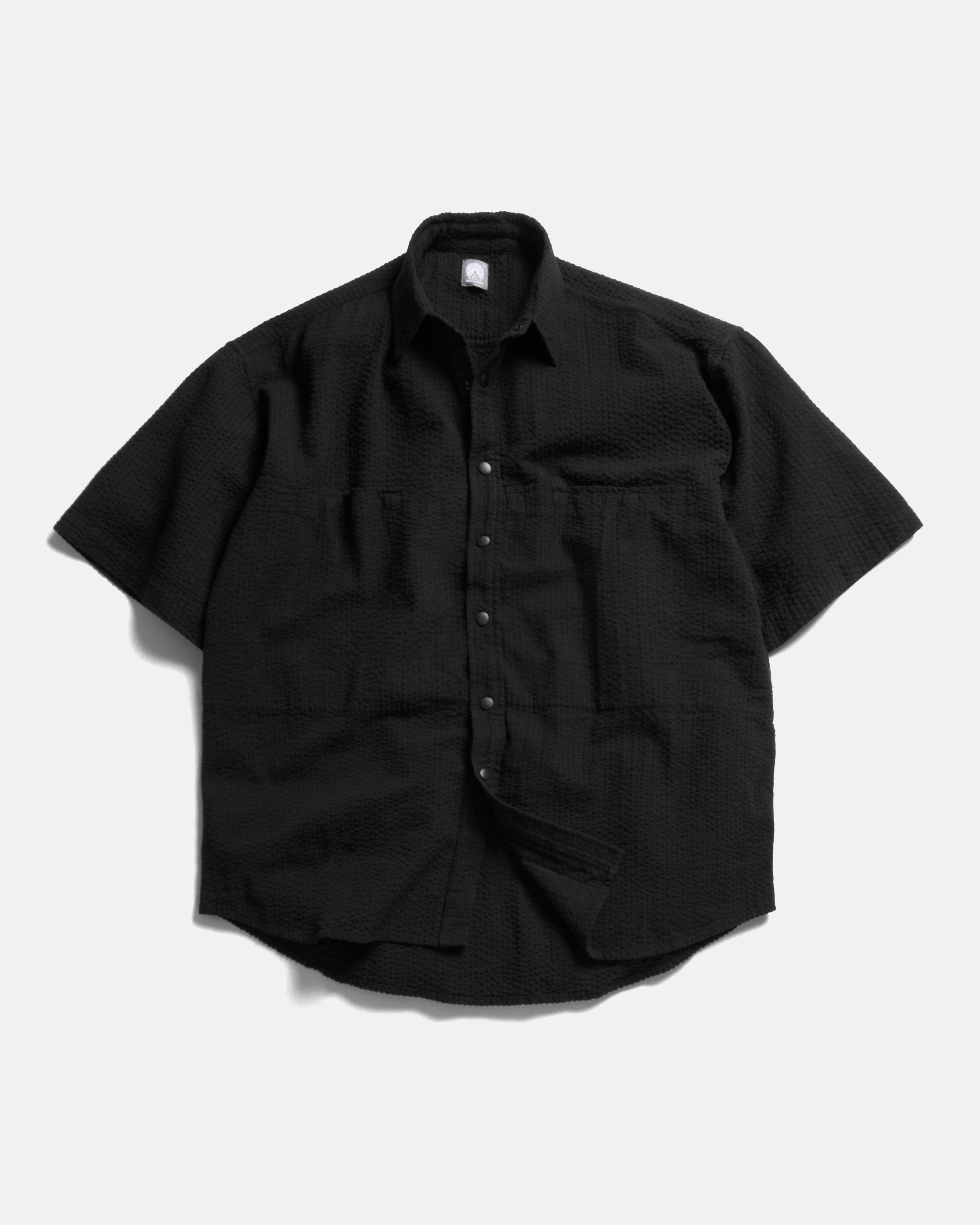 SS EASY WORK SHIRT -TONAL BLACK COTTON SEERSUCKER – 18 East