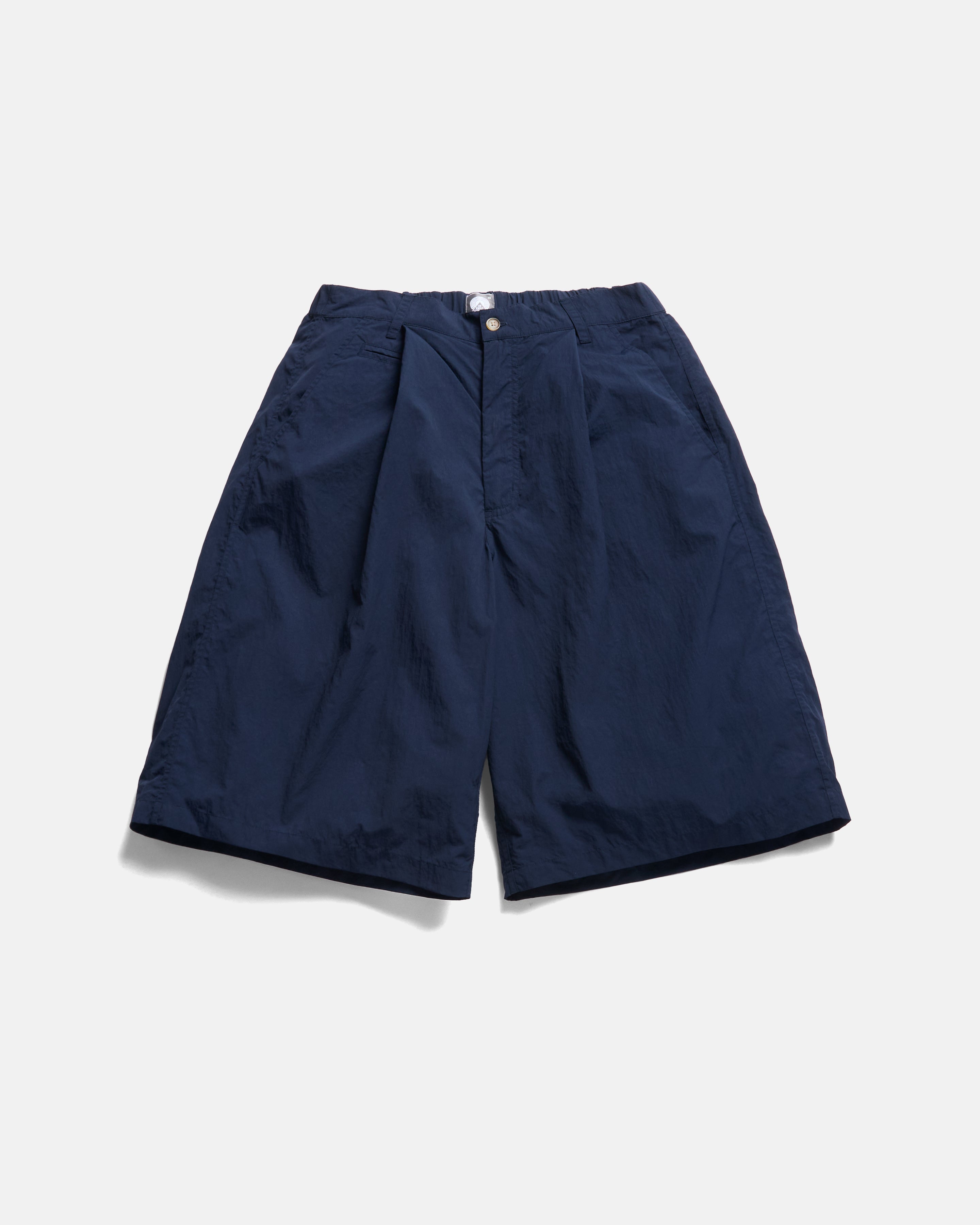 EMERY PLEATED BIG SHORTS - NAVY FEATHERWEIGHT MICRO RIPSTOP NYLON