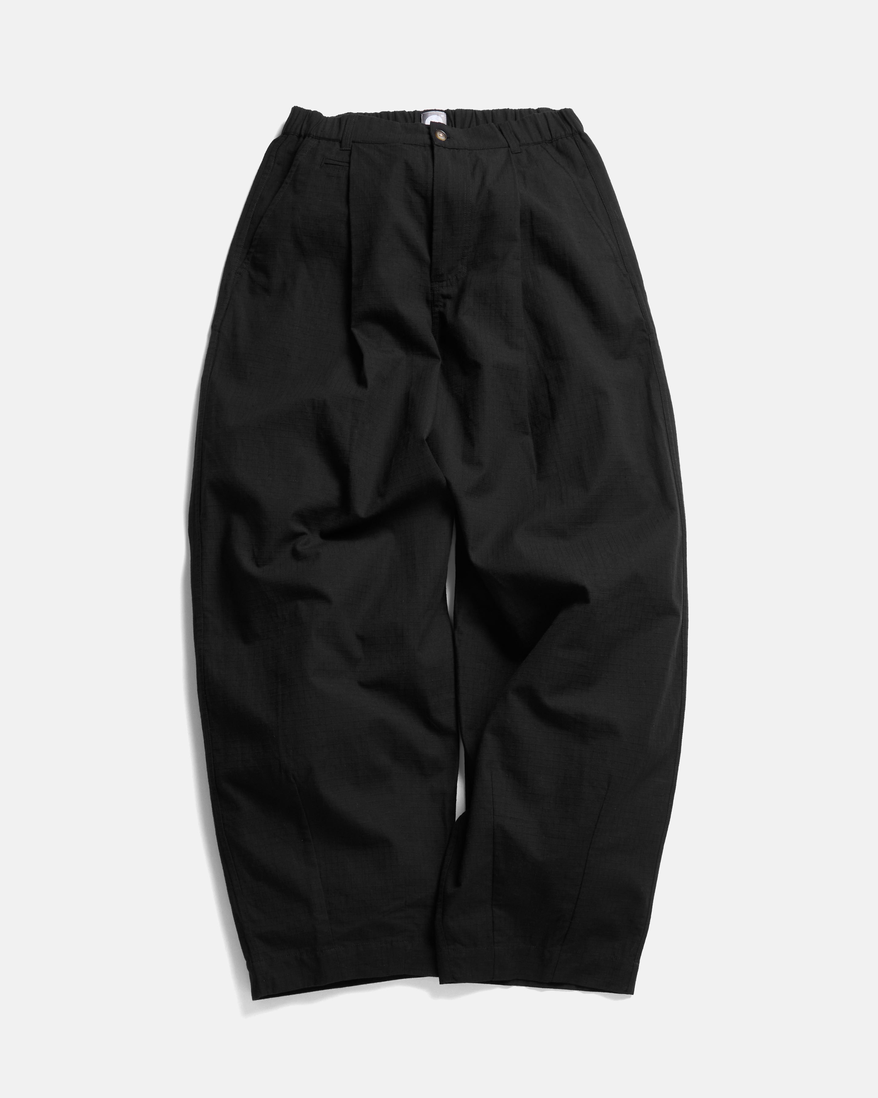 KELL PLEATED BIG PANT - BLACK COTTON RIPSTOP – 18 East