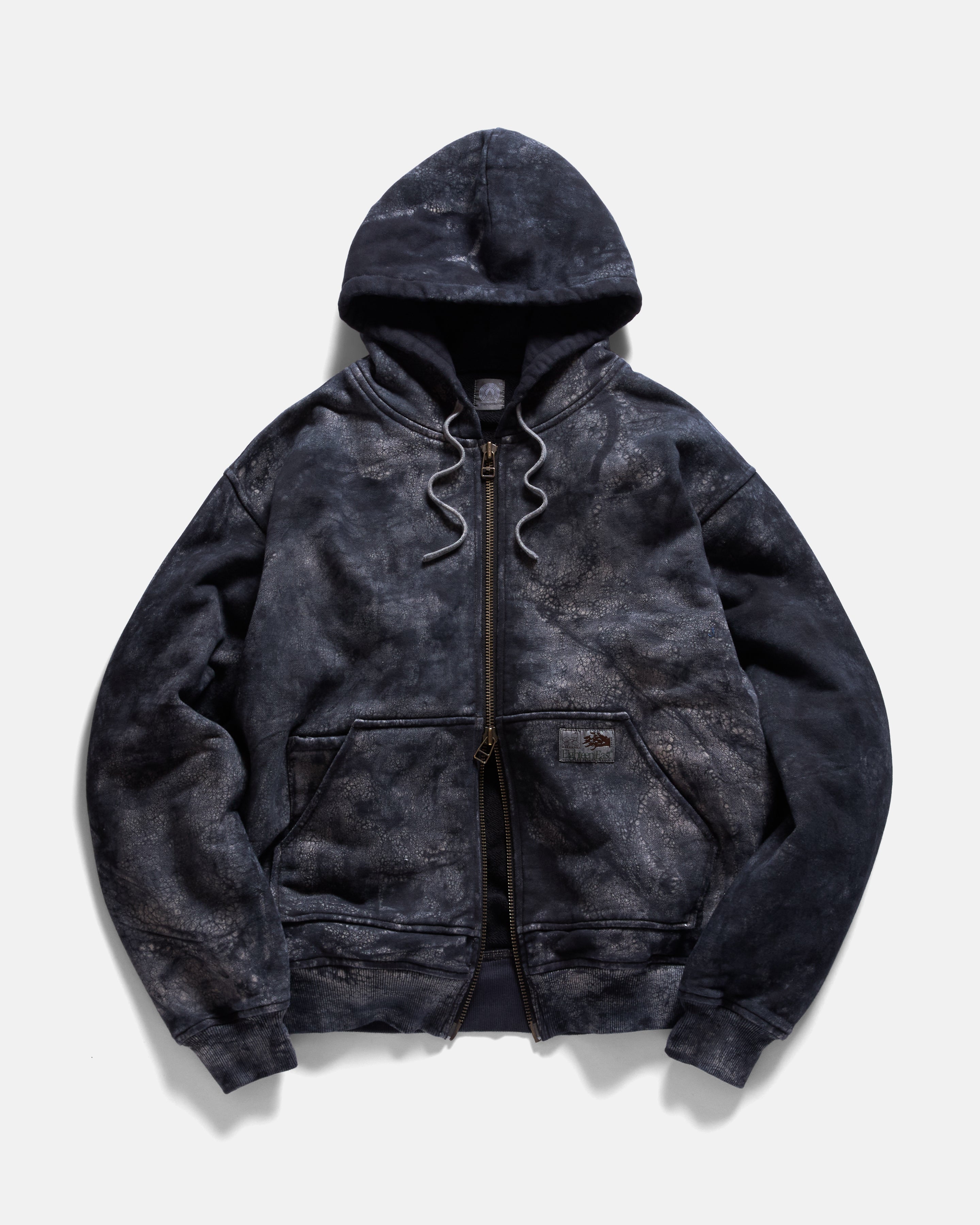 TOLMIE FULLZIP SWEATSHIRT - BLACK DABU DYED 19oz. ALL COTTON