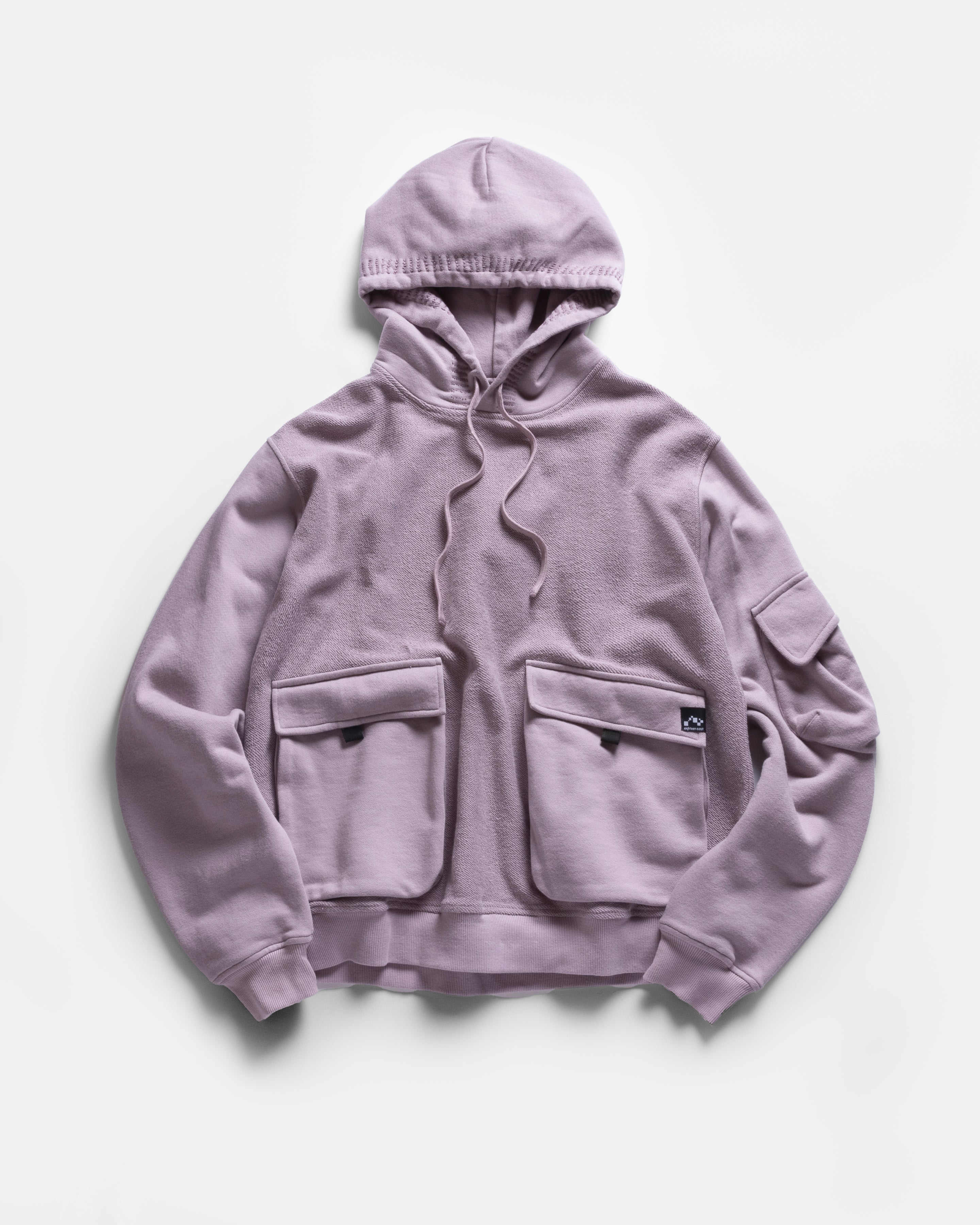 EASTAC HOODED SWEATSHIRT SUNFADED MAUVE ALL COTTON LOOPBACK TERRY FLEECE