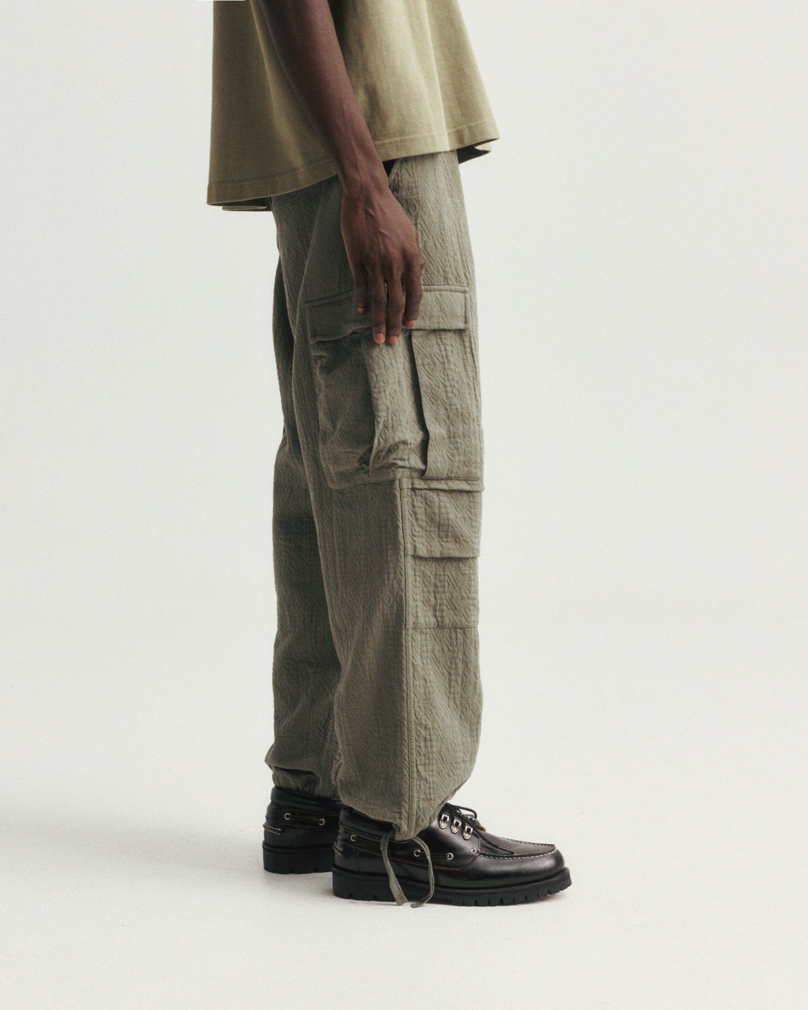 GORECKI CARGO PANT - ANCIENT OLIVE DOUBLE WEAVE JACQUARD COTTON