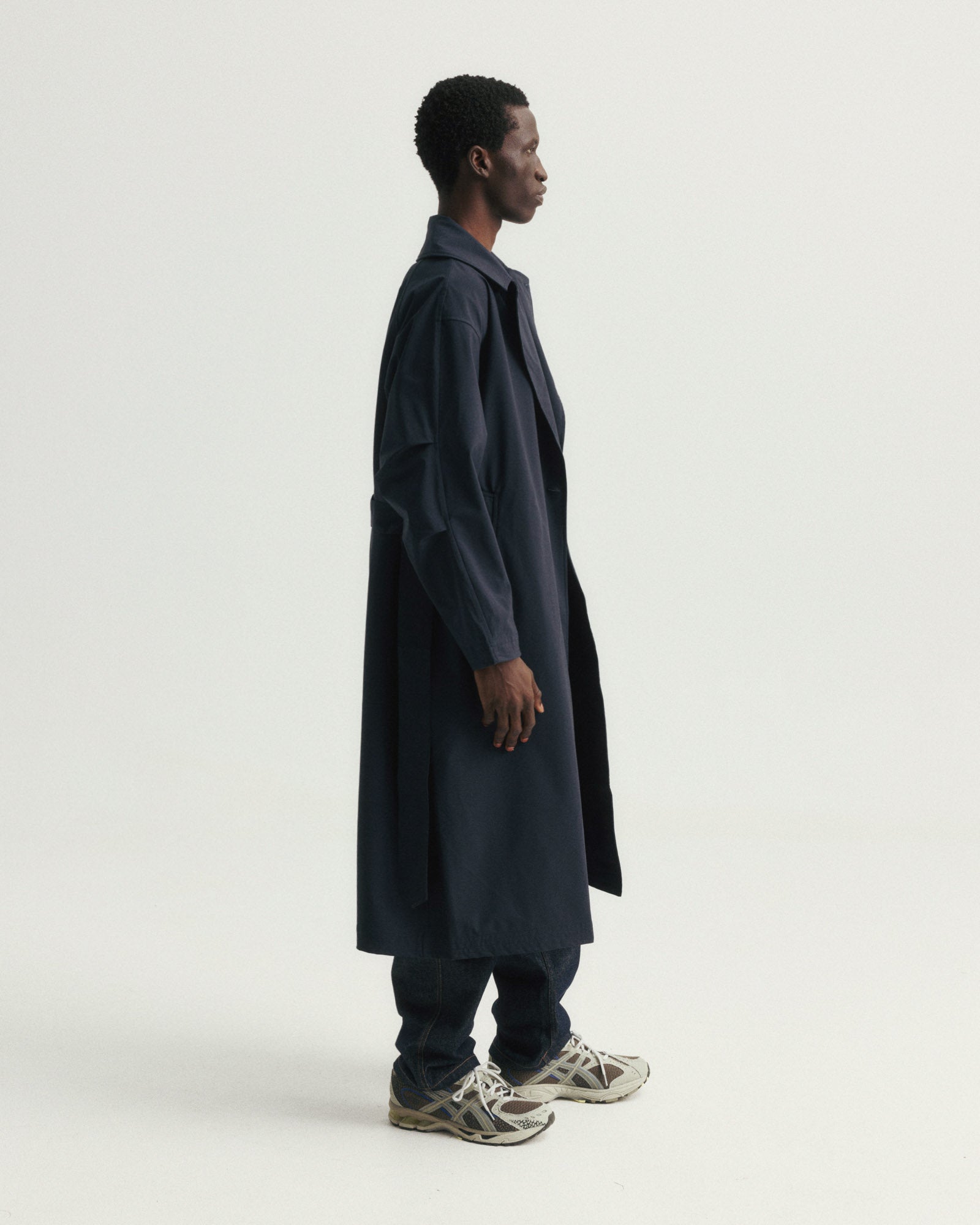 BELTED BRIDGE COAT - NOCTURN NAVY WATER-REPELLENT 3L BONDED MEMBRANE