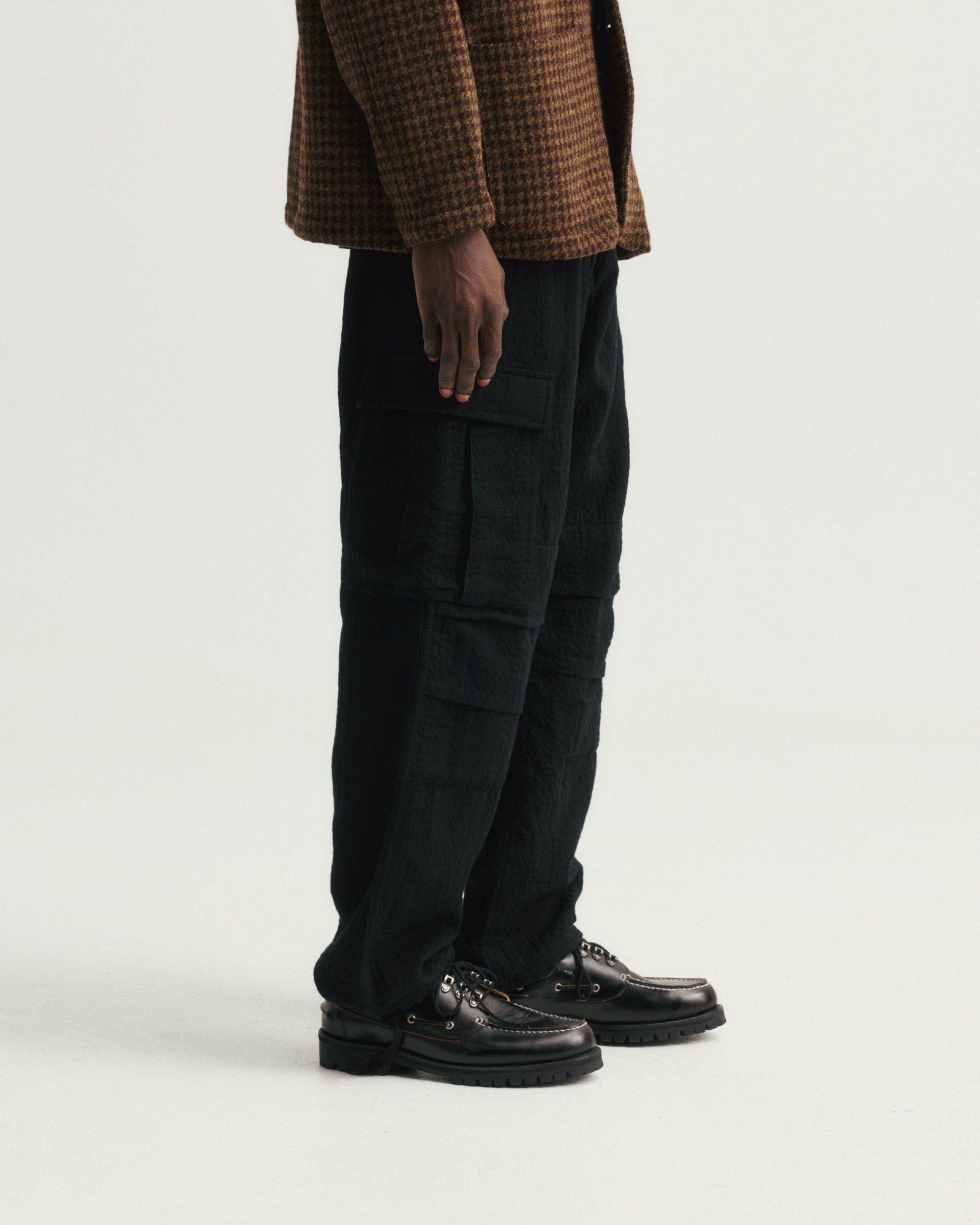 GORECKI CARGO PANT - BLACK DOUBLE WEAVE JACQUARD COTTON