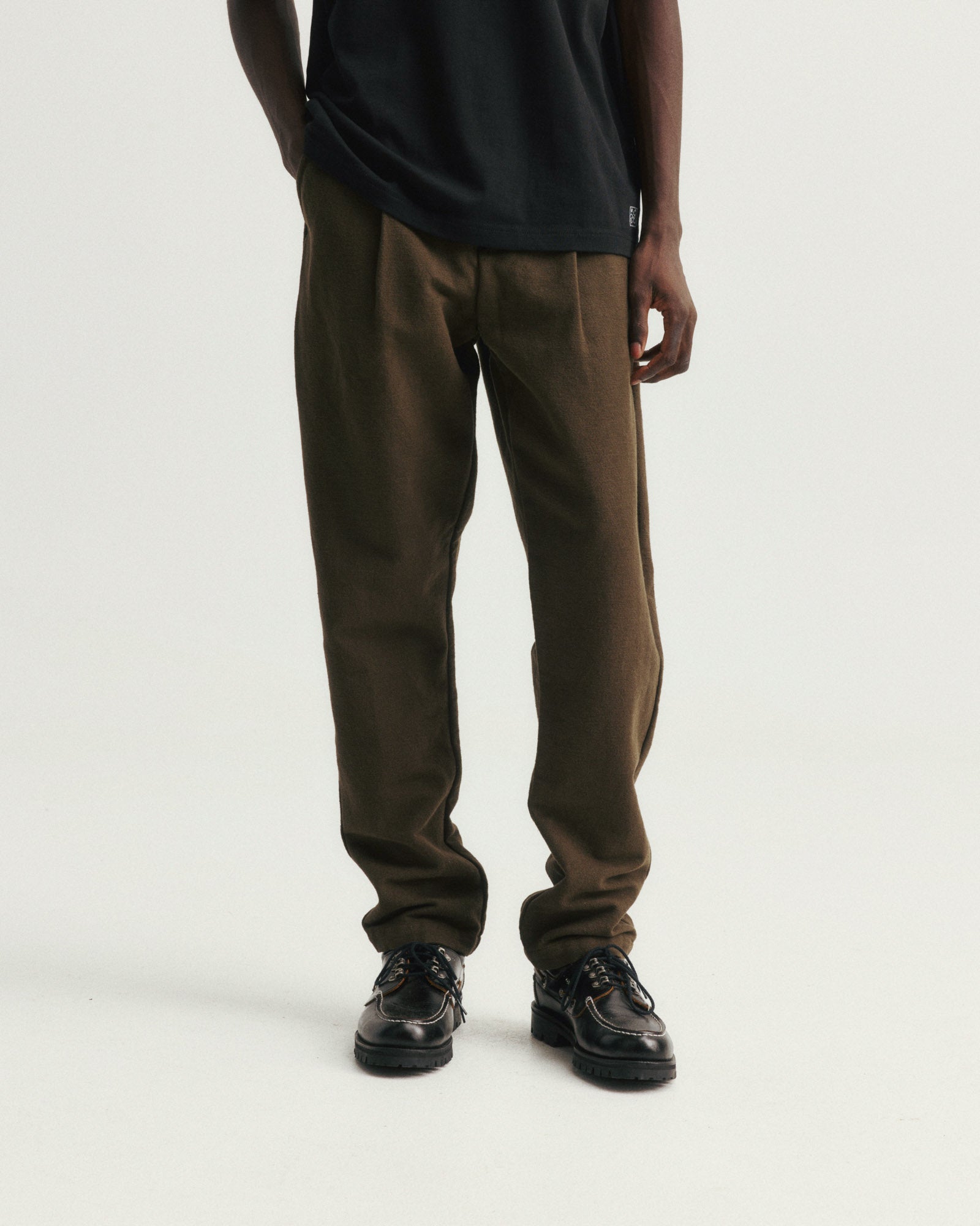 JIAN SINGLE PLEAT PANT - BLACK HANDSPUN COTTON CANVAS