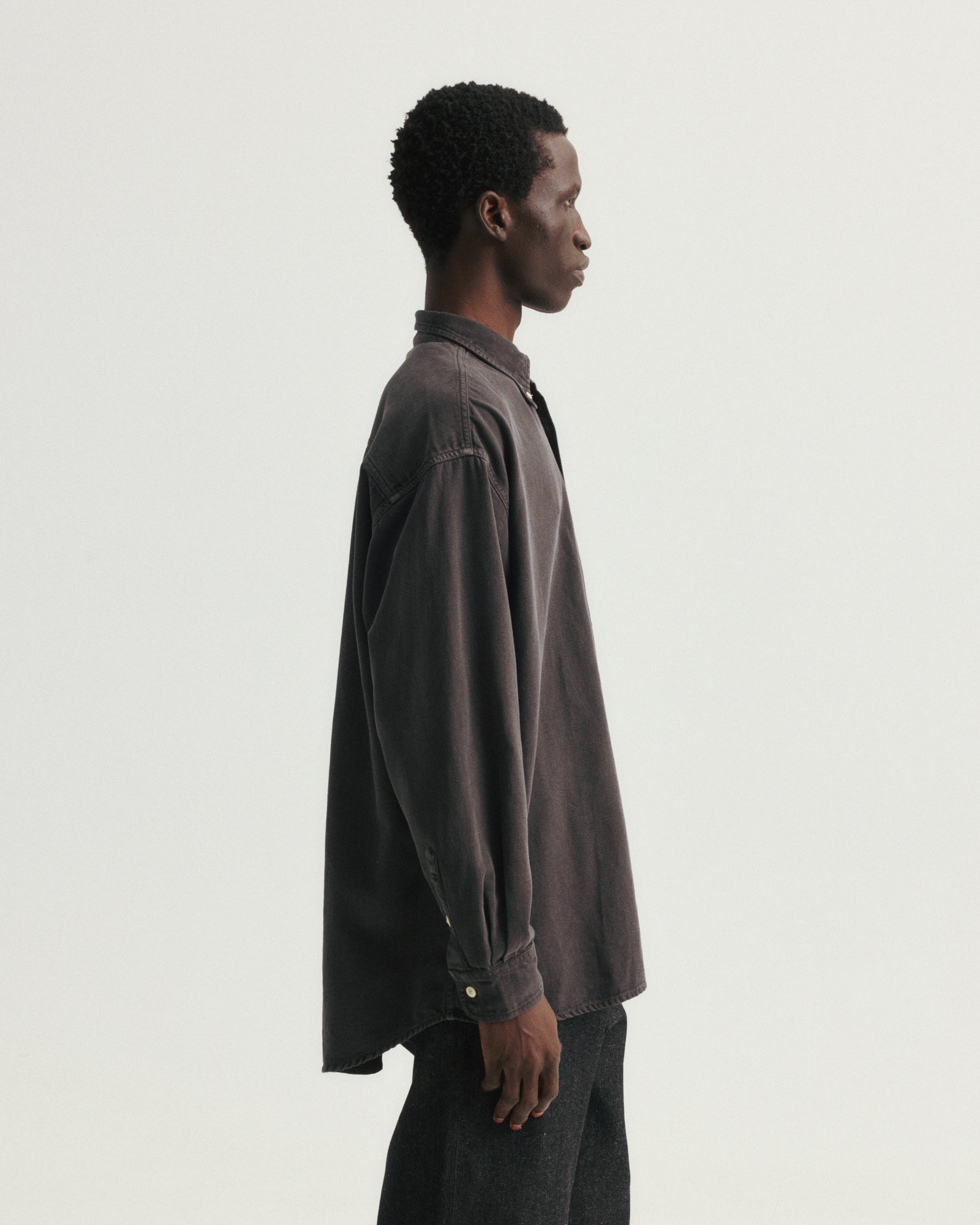 JESPER VINTAGE BUTTON DOWN SHIRT - BLACK PIGMENT DYED OXFORD CLOTH