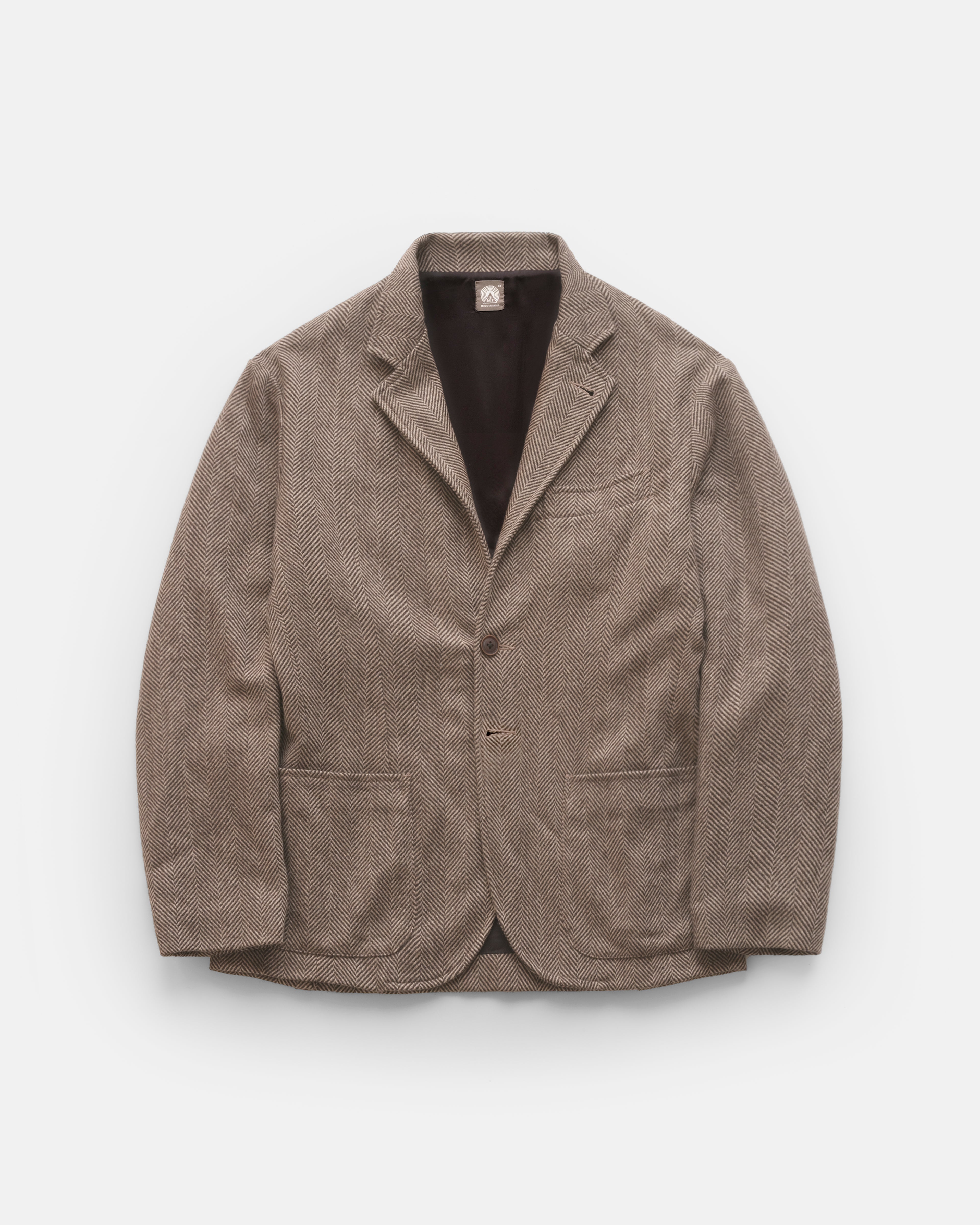 COSTA BLAZER - TONAL BROWN HERRINGBONE WOOL – 18 East