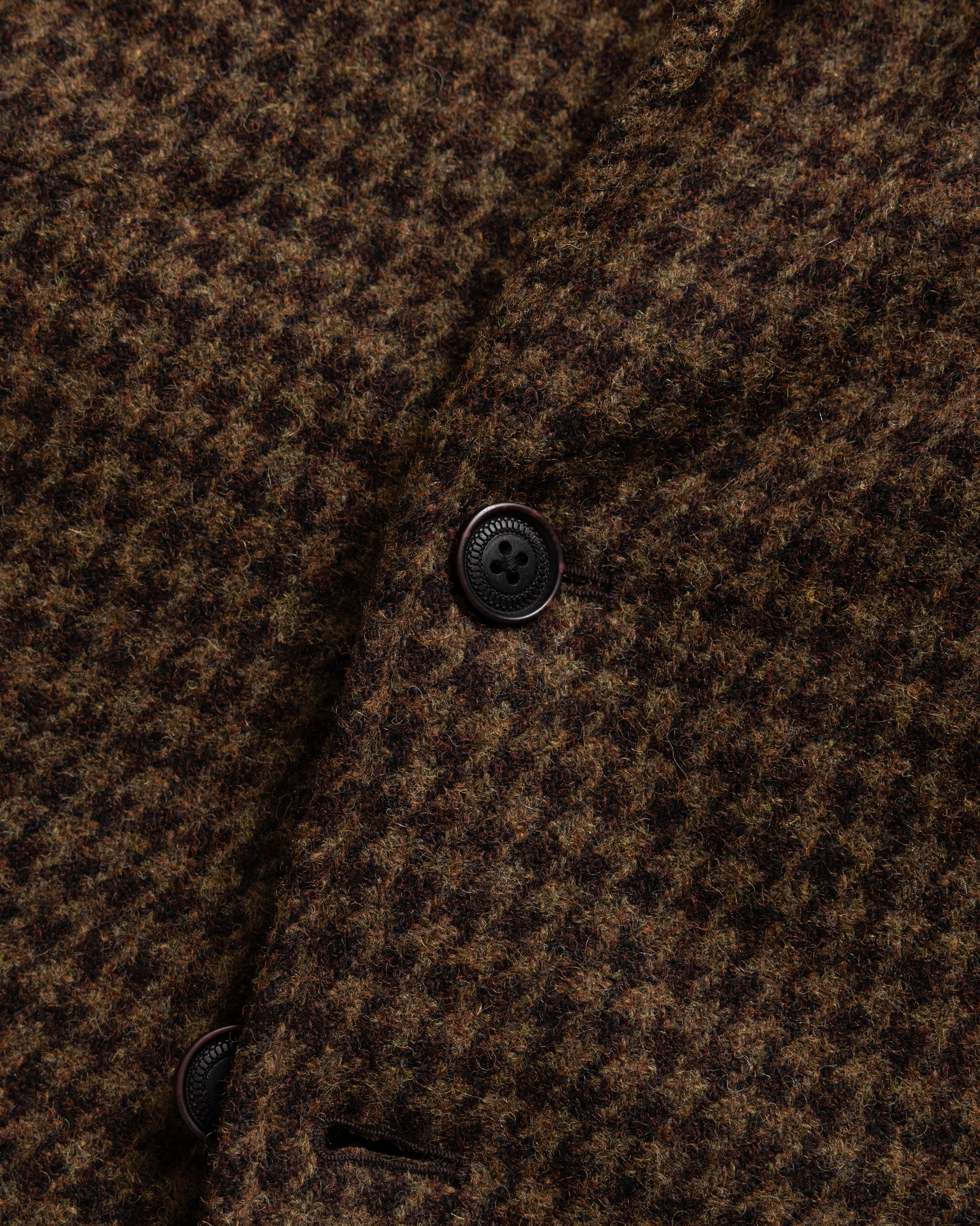 ASHEVILLE OVERSIZED BLAZER - OLIVE / FONDENTE BROWN WOOLEN HOUNDSTOOTH TWEED