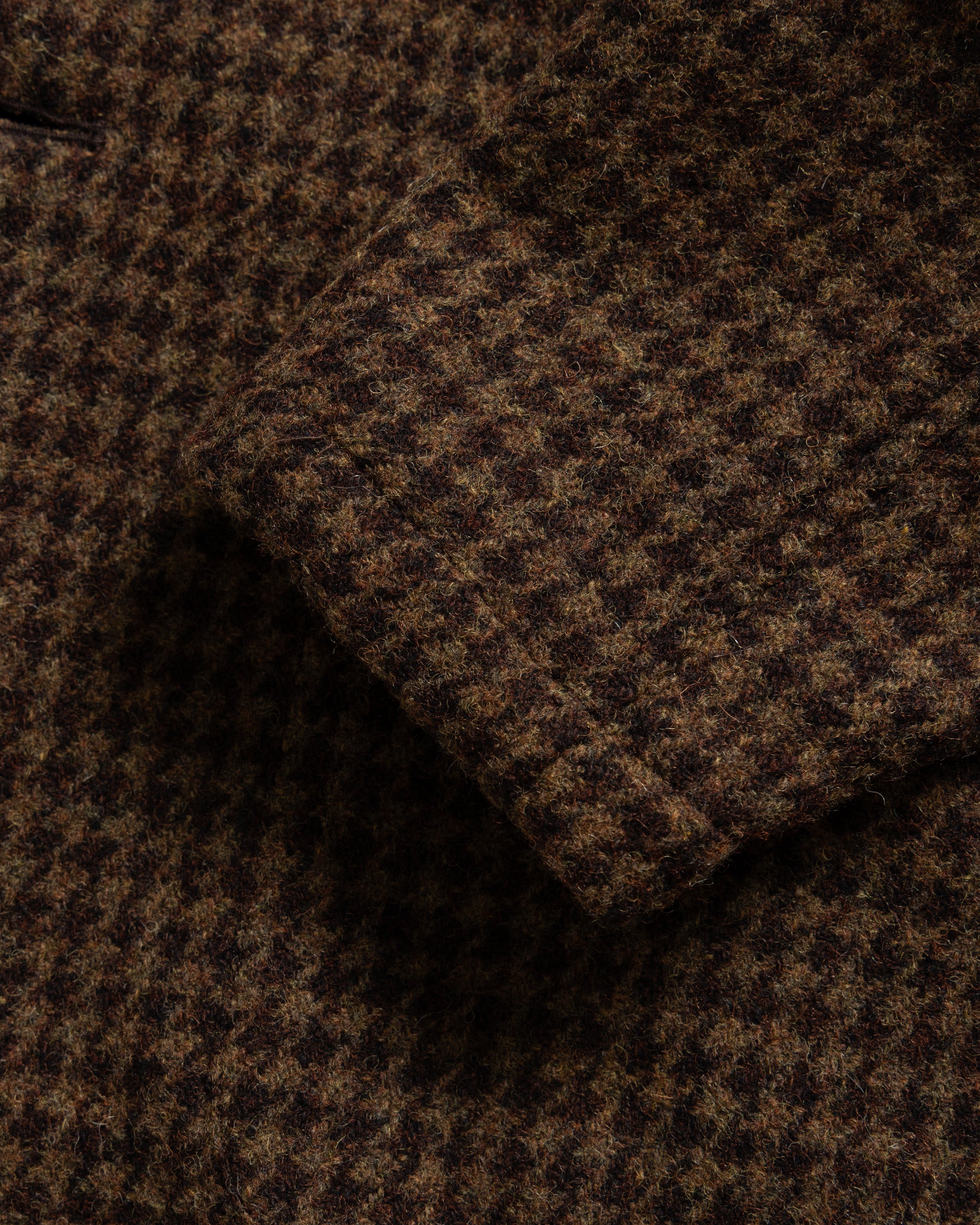 ASHEVILLE OVERSIZED BLAZER - OLIVE / FONDENTE BROWN WOOLEN HOUNDSTOOTH TWEED