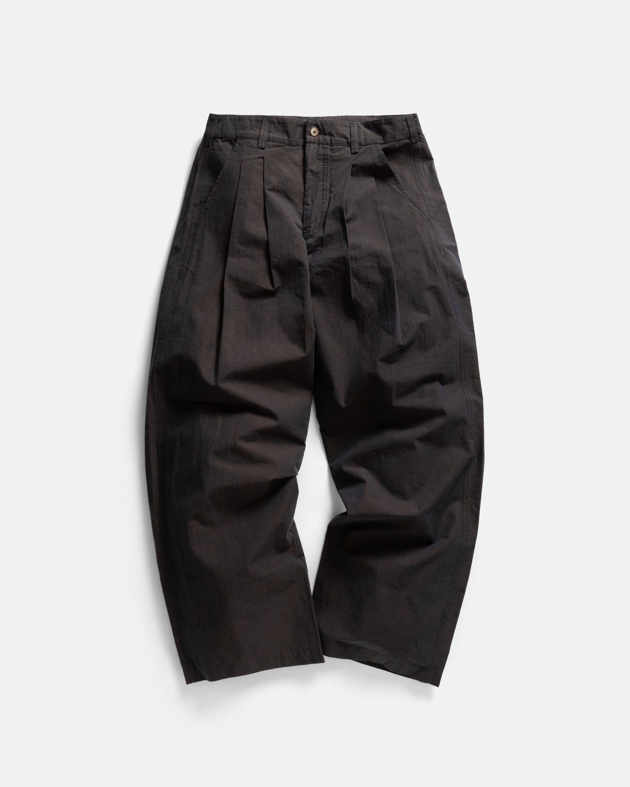 TINO DOUBLE PLEATED WIDE PANT - CIOCCOLATO / MEZZANOTE COTTON