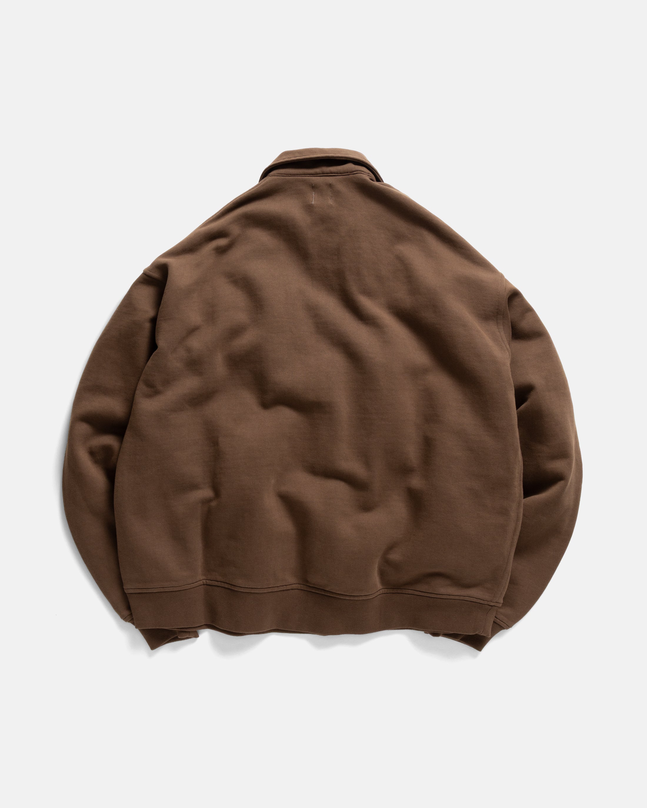 COLLAN ZIP COLLAR SWEATSHIRT - FONDENTE BROWN 19oz. ALL COTTON LOOPBACK TERRY FLEECE