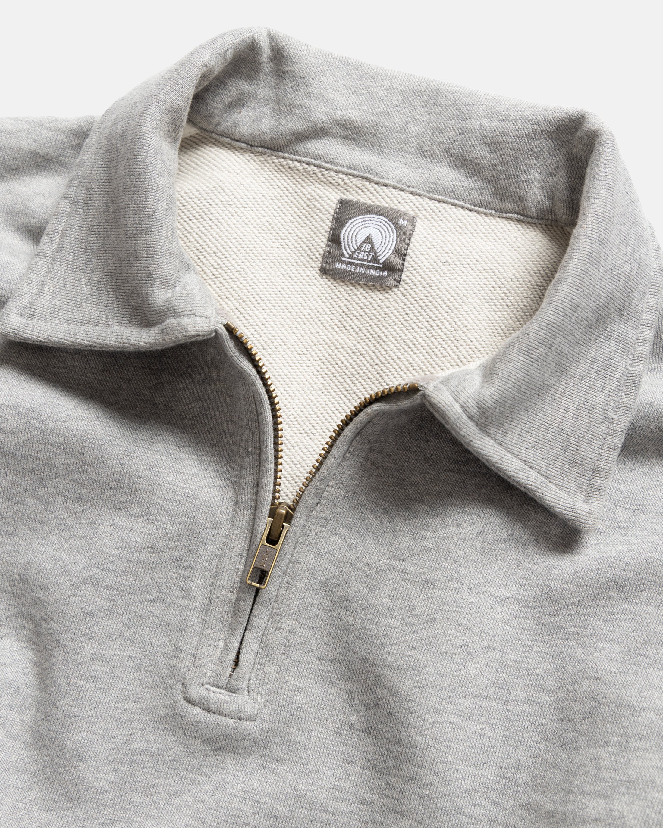 COLLAN ZIP COLLAR SWEATSHIRT - PRACTICE HEATHER 19oz. ALL COTTON LOOPBACK TERRY FLEECE