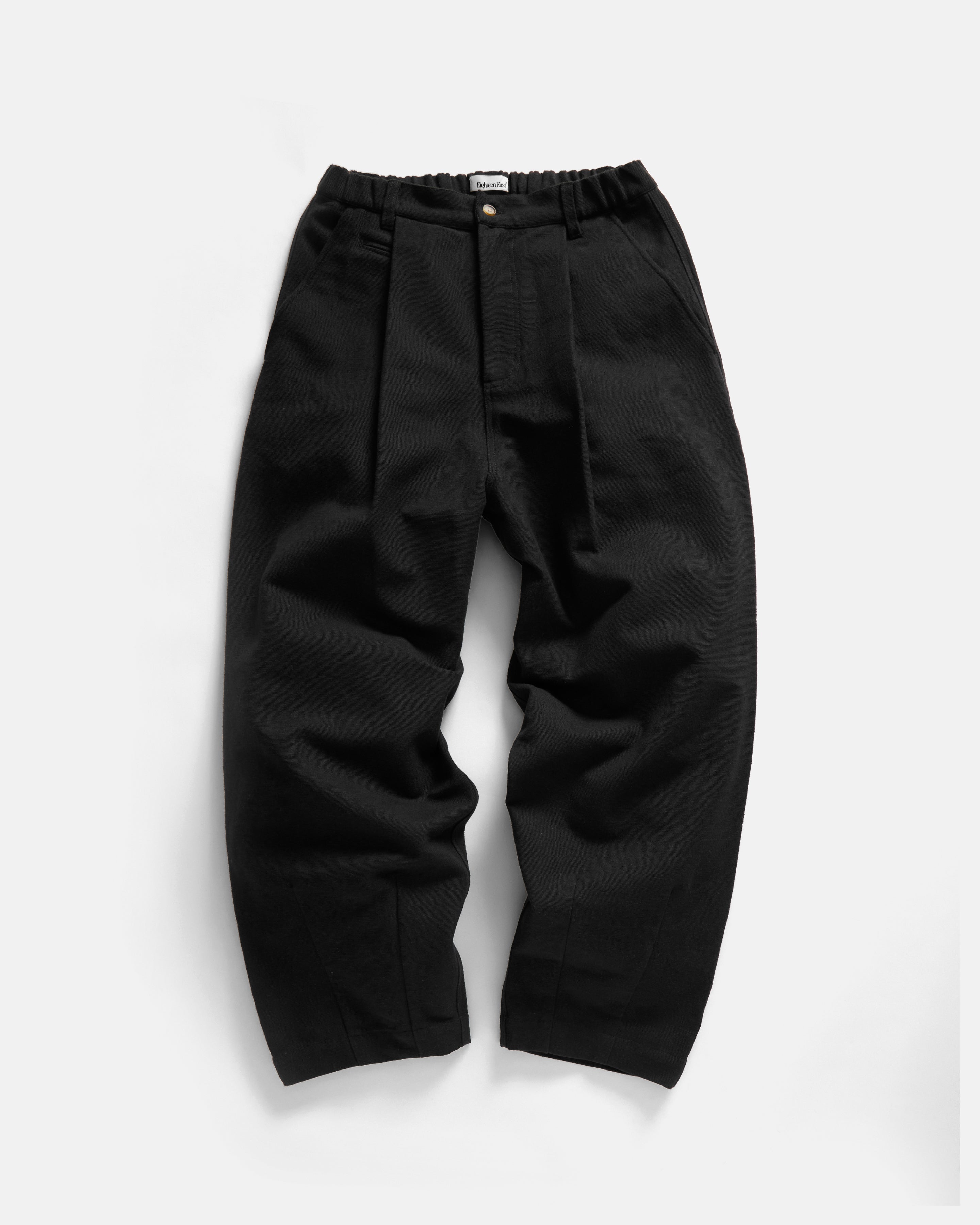 KELL PLEATED BIG PANT - BLACK HANDSPUN COTTON CANVAS – 18 East