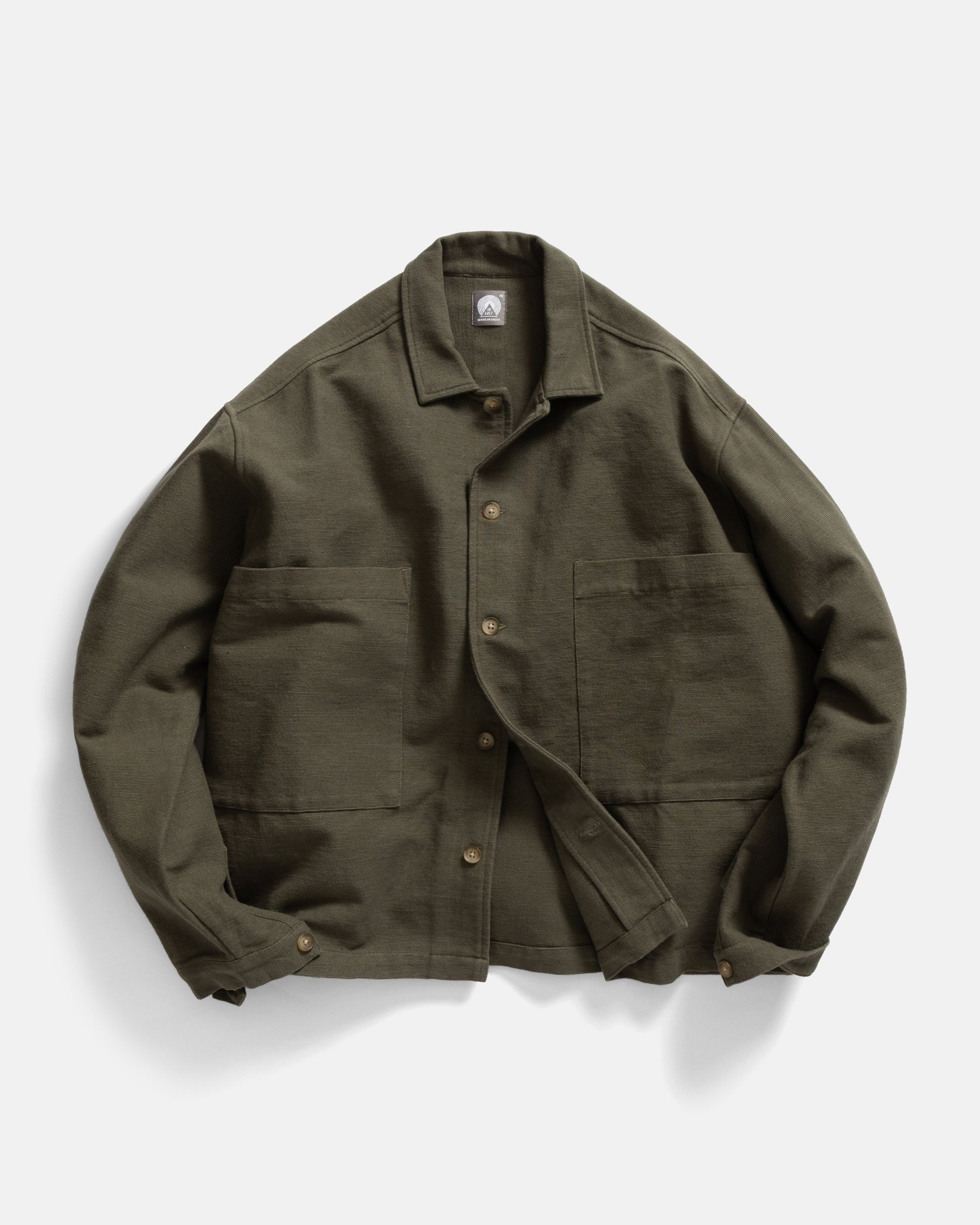 SAM SHIRT JACKET - RIFLE GREEN HANDSPUN COTTON CANVAS – 18 East