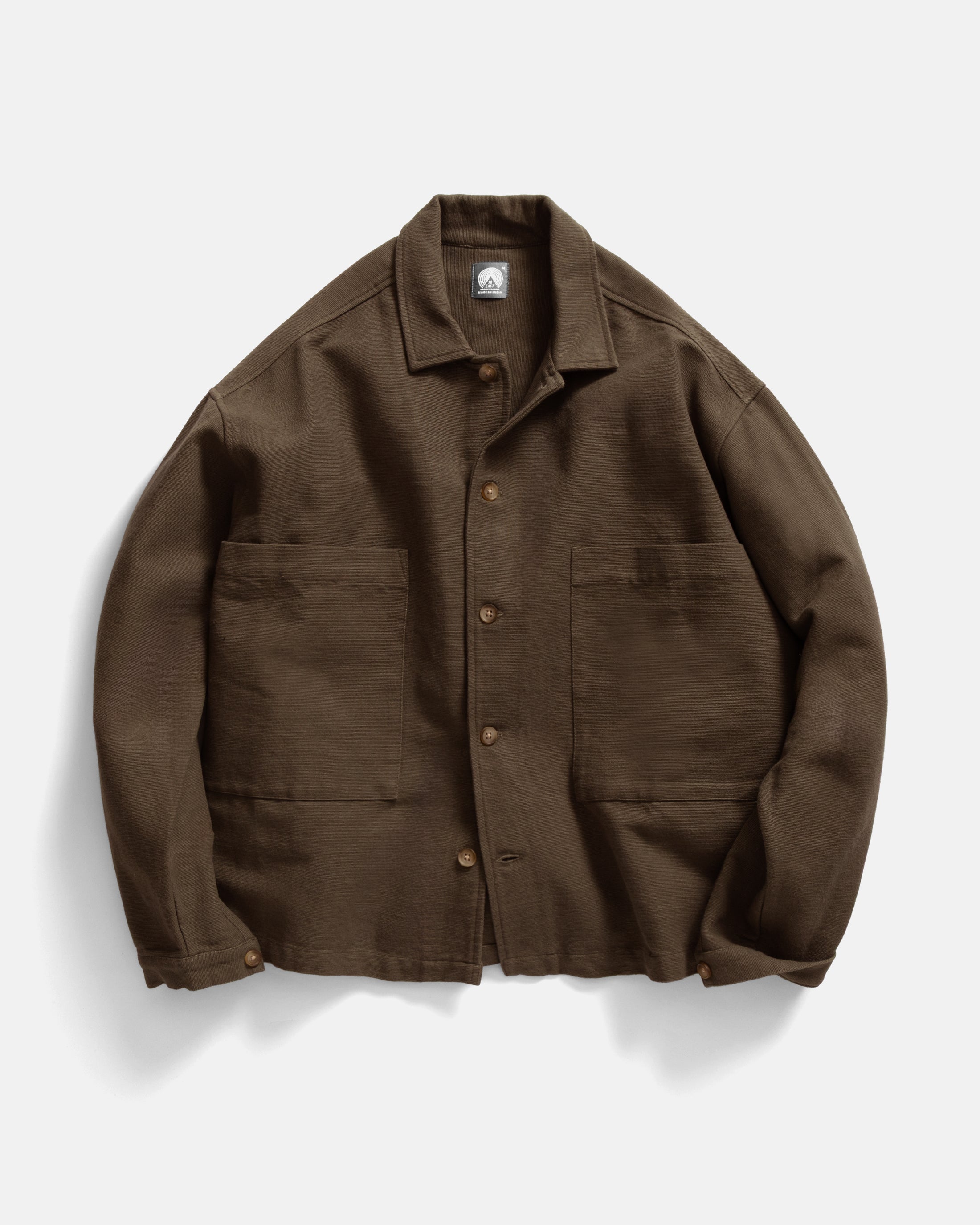 SAM SHIRT JACKET - FONDENTE BROWN HANDSPUN COTTON CANVAS