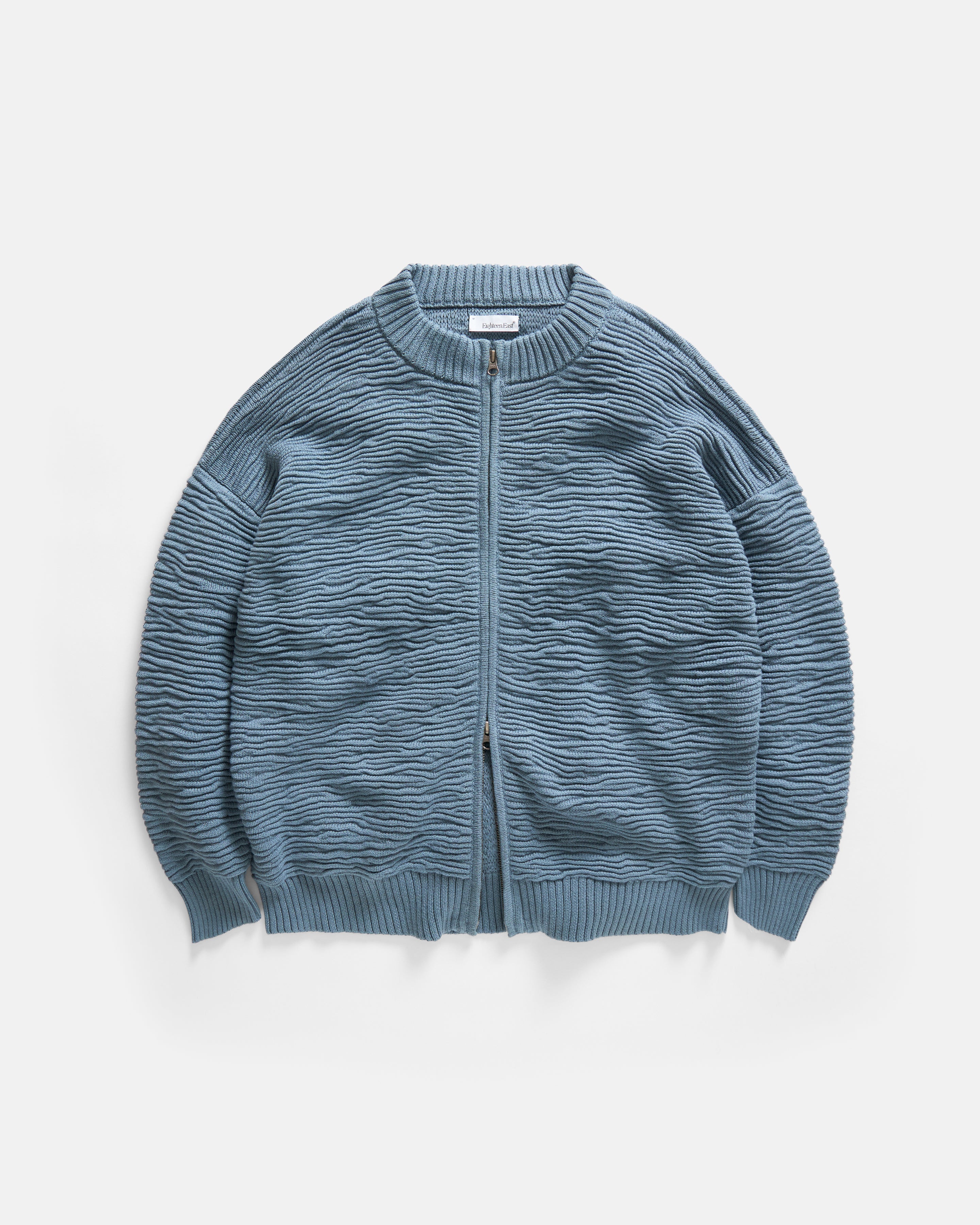 FRICTION RIDGE ZIP CREWNECK CARDIGAN - BLUE MIRAGE PERUVIAN