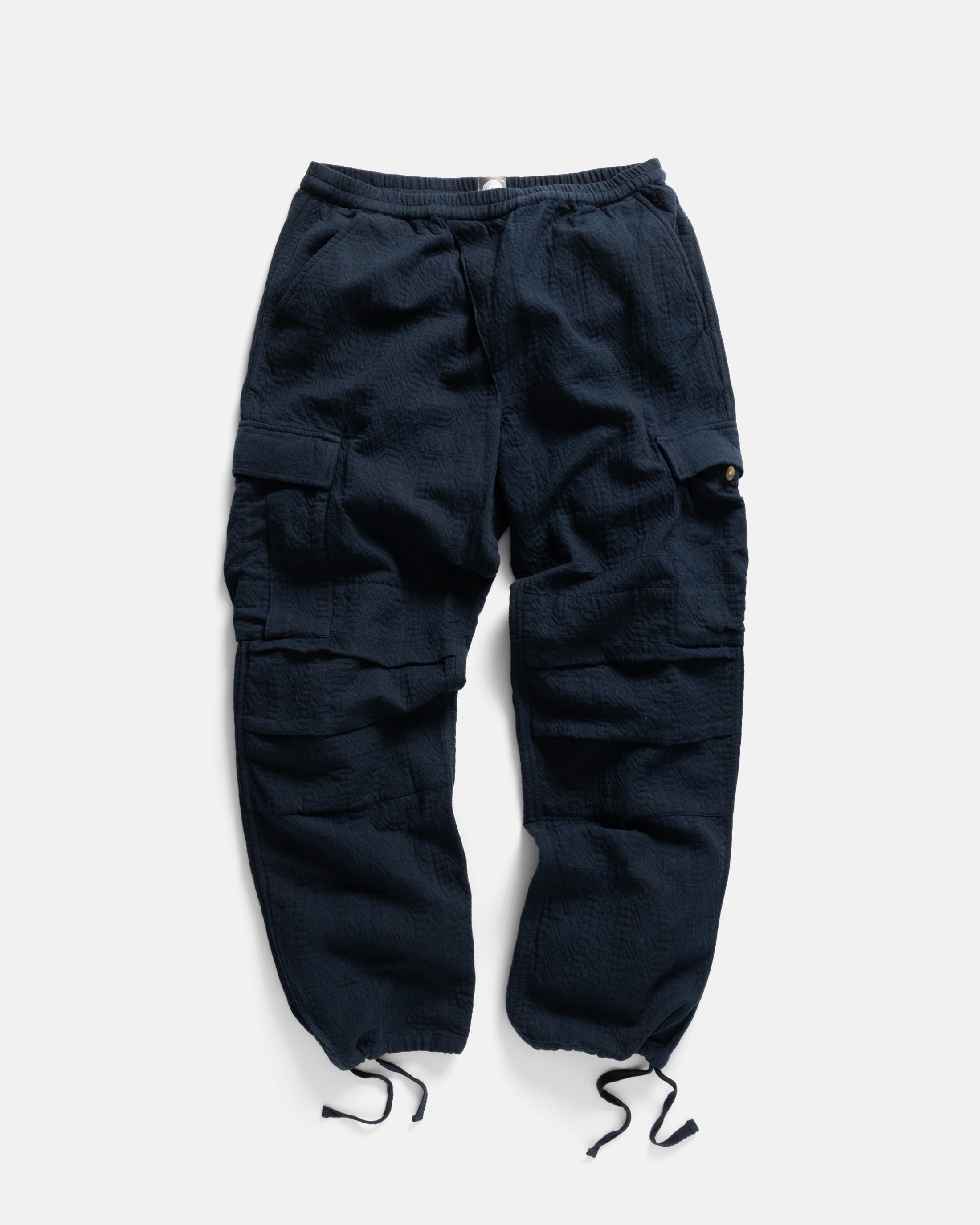 GORECKI CARGO PANT - NAVY DOUBLE WEAVE JACQUARD COTTON