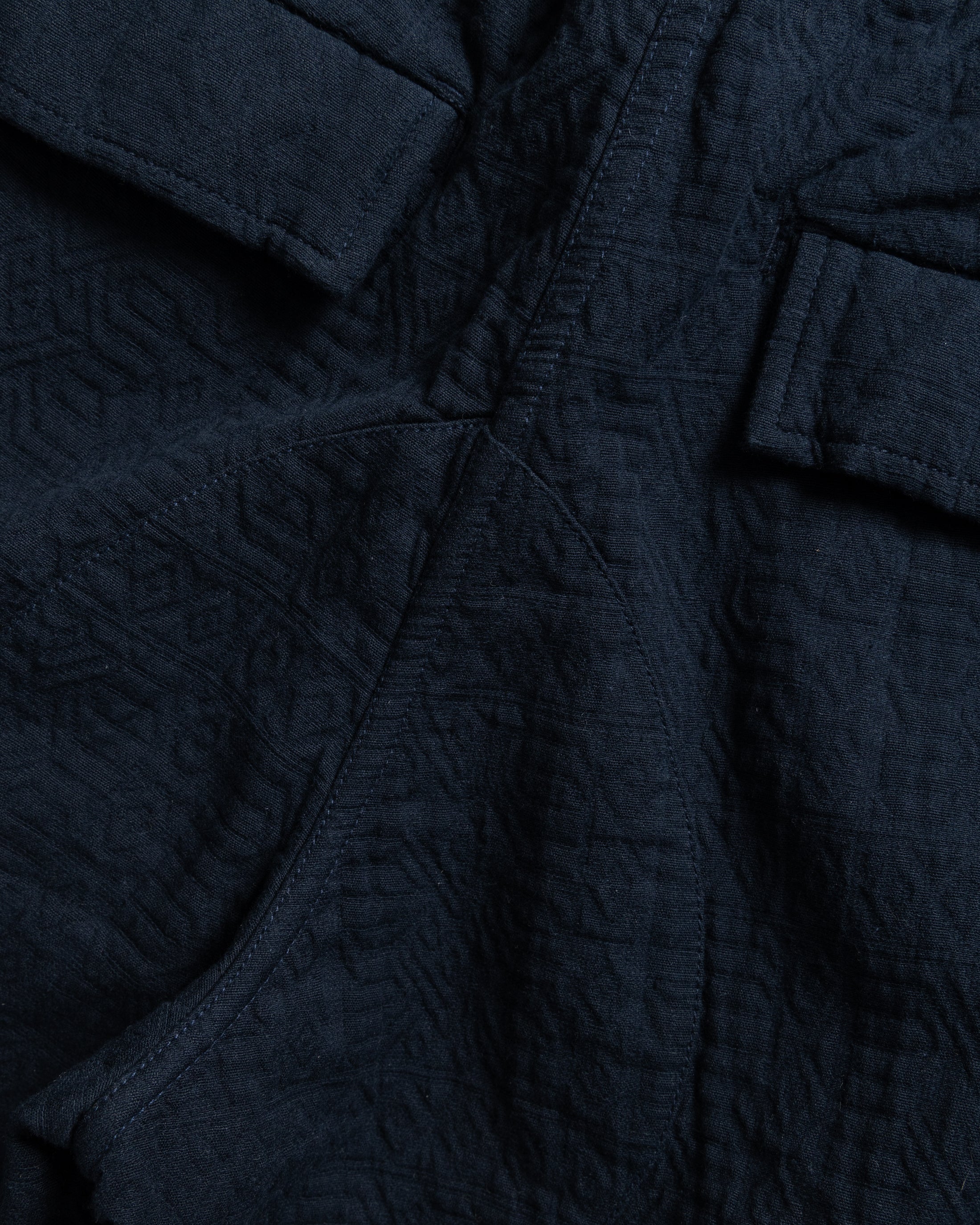 GORECKI CARGO PANT - NAVY DOUBLE WEAVE JACQUARD COTTON