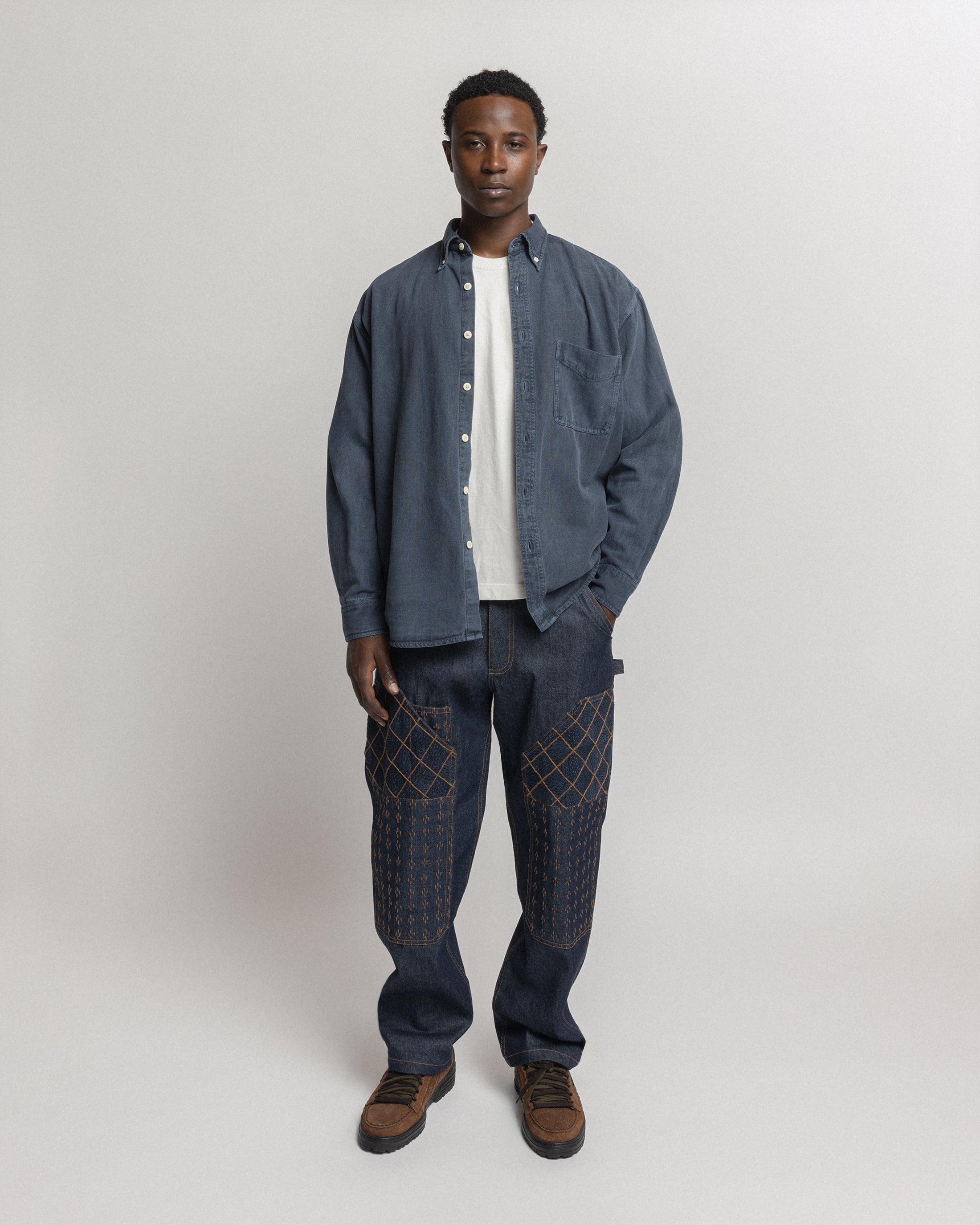 JESPER VINTAGE BUTTON DOWN SHIRT - NAVY PIGMENT DYED OXFORD CLOTH