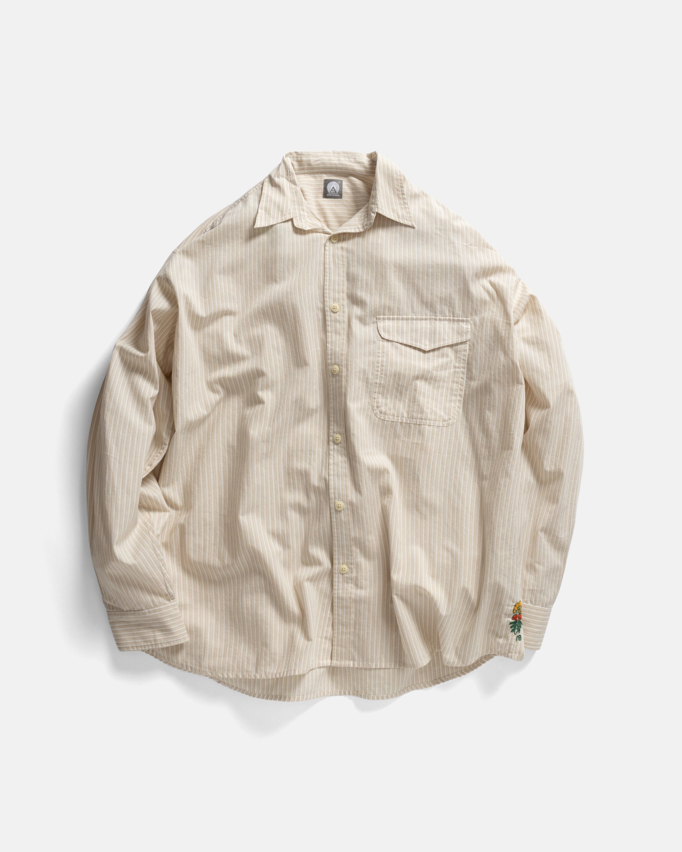 LOCUST SOFT POINT COLLAR SHIRT - TRAVERTINE / WHITE ASYMMETRIC