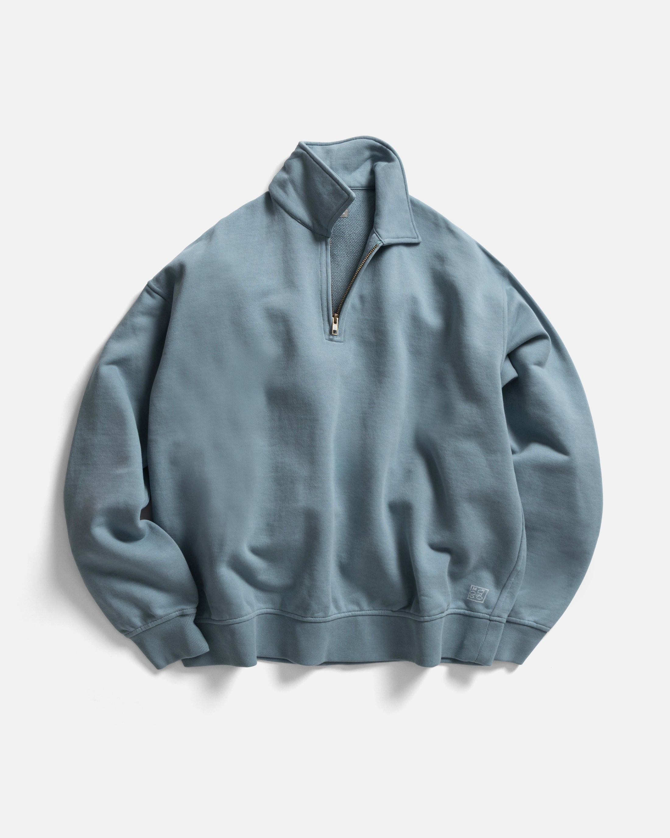 COLLAN ZIP COLLAR SWEATSHIRT CITADEL BLUE ALL COTTON