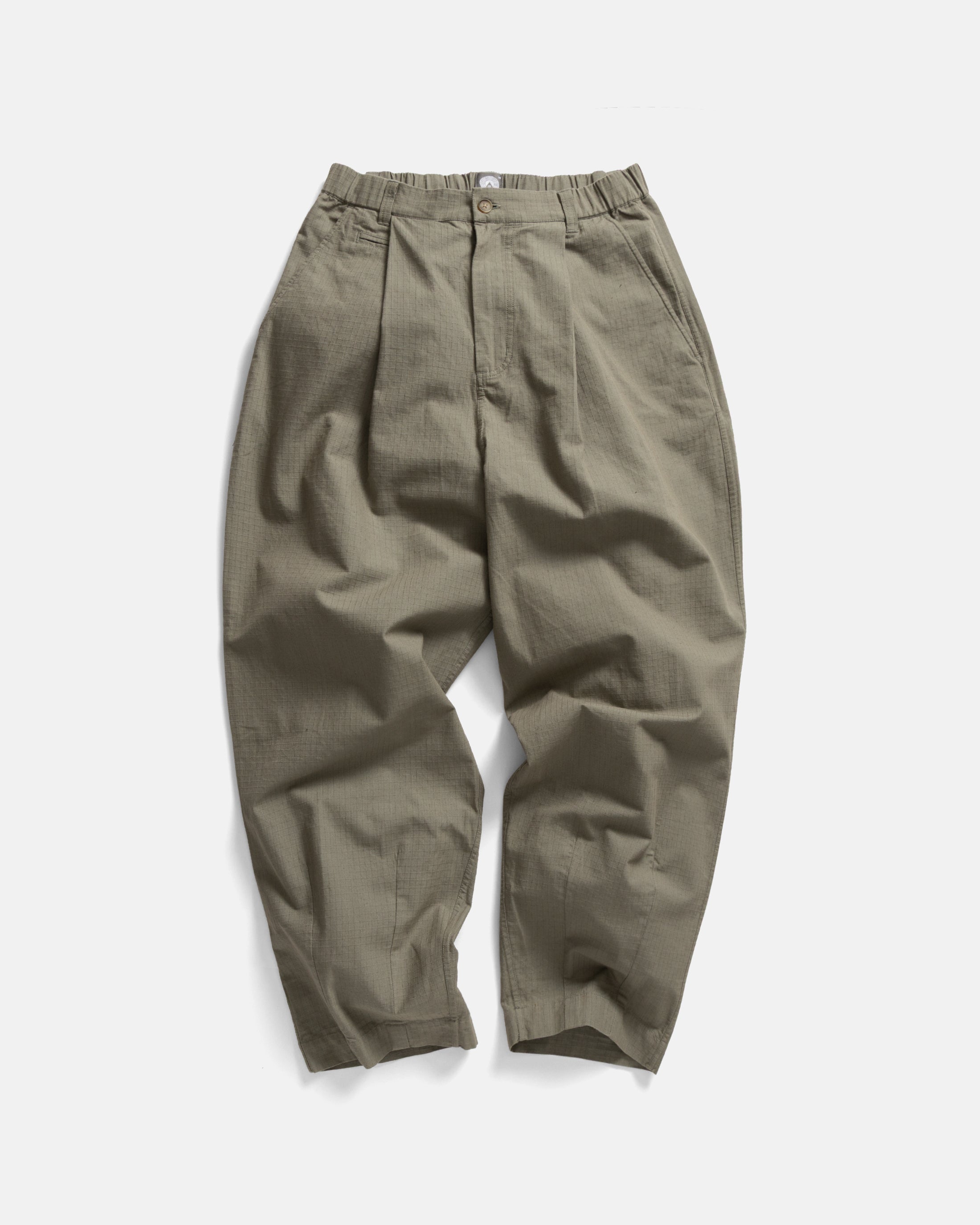 KELL PLEATED BIG PANT - DESTROYED SAGE COTTON RIPSTOP – 18 East