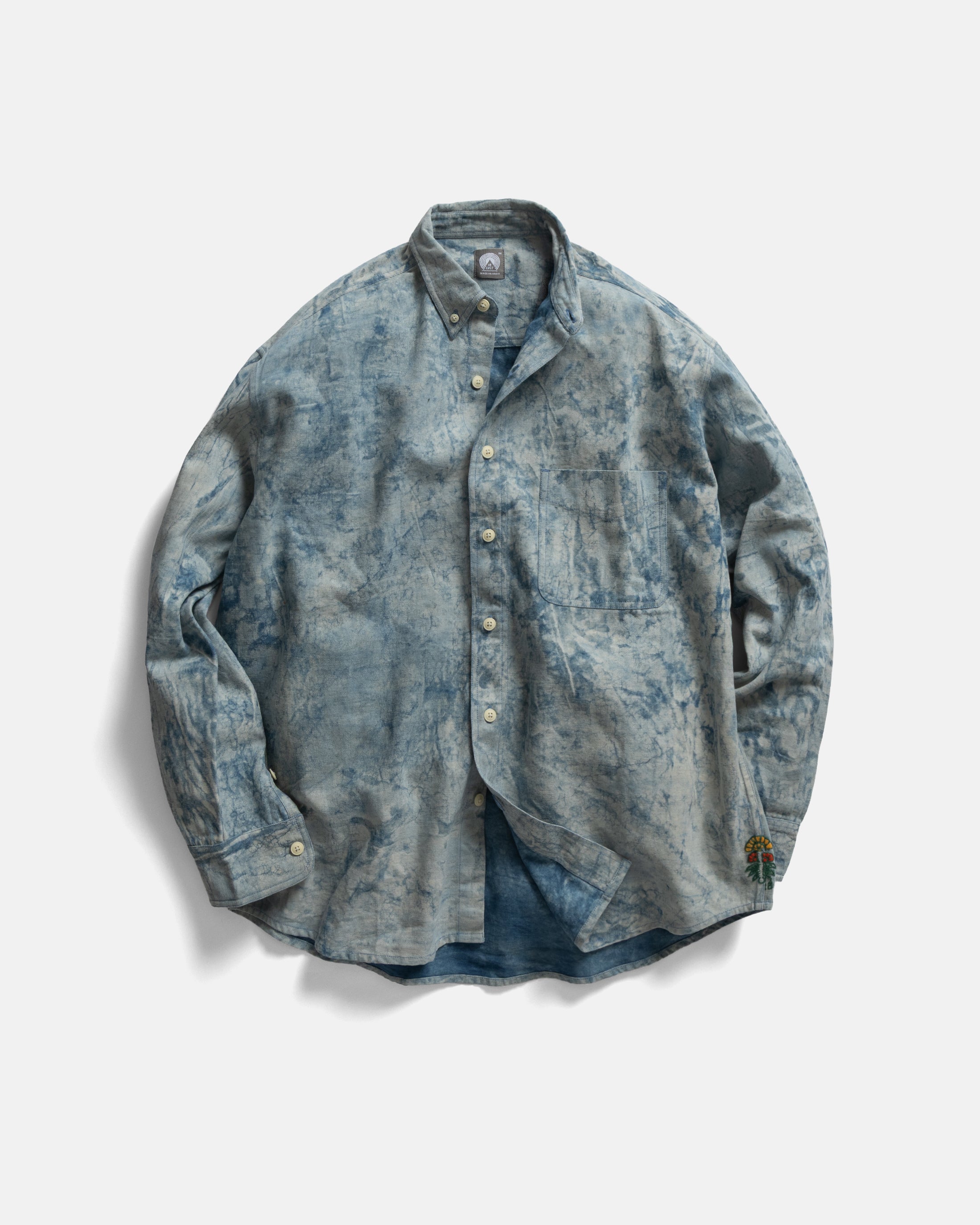 WOLF BUTTON-DOWN SHIRT - INDIGO DABU DYED HEAVY OXFORD CLOTH – 18 East