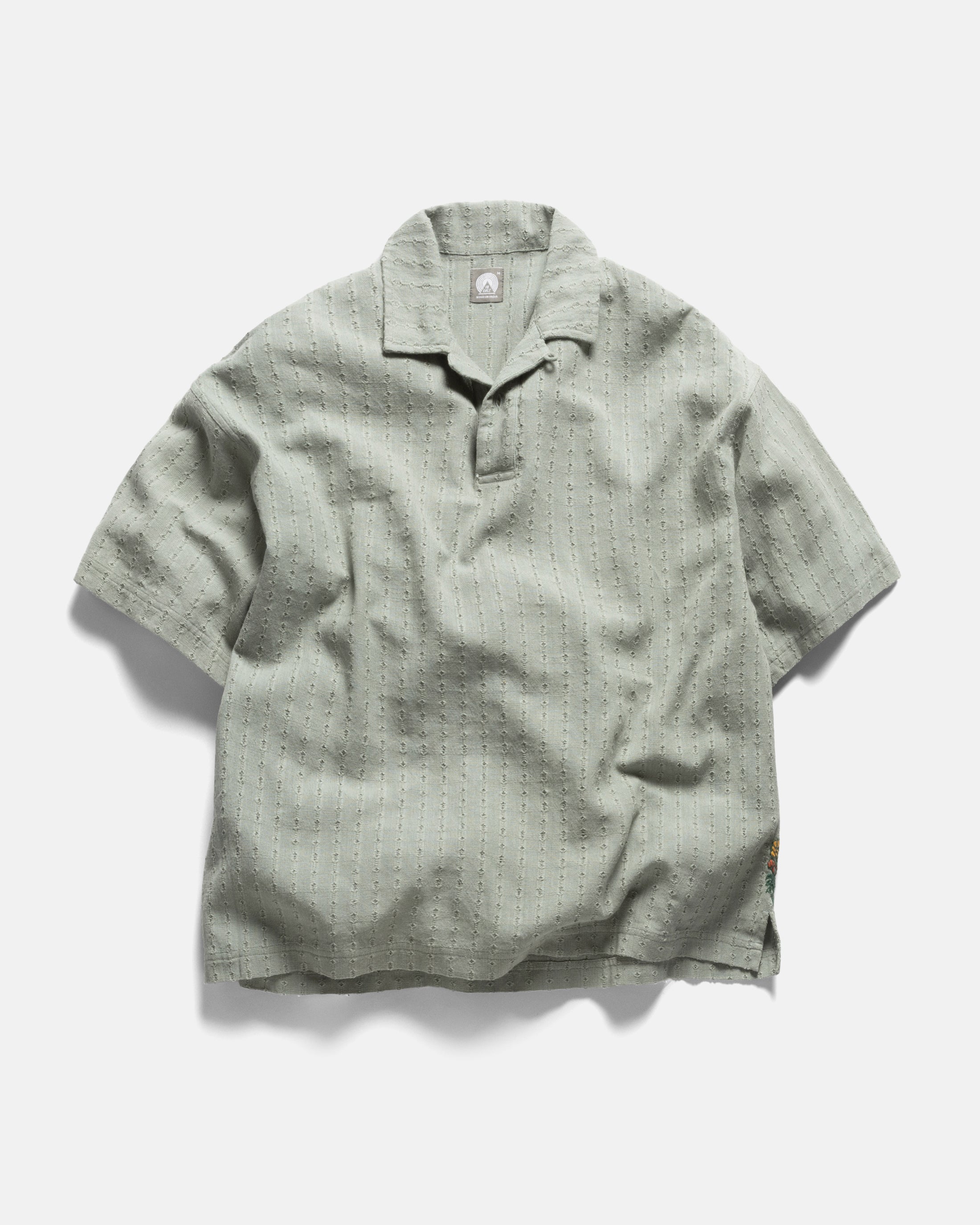 PETER SS POLO - LUNAR ROCK HANDWOVEN COTTON MESH – 18 East