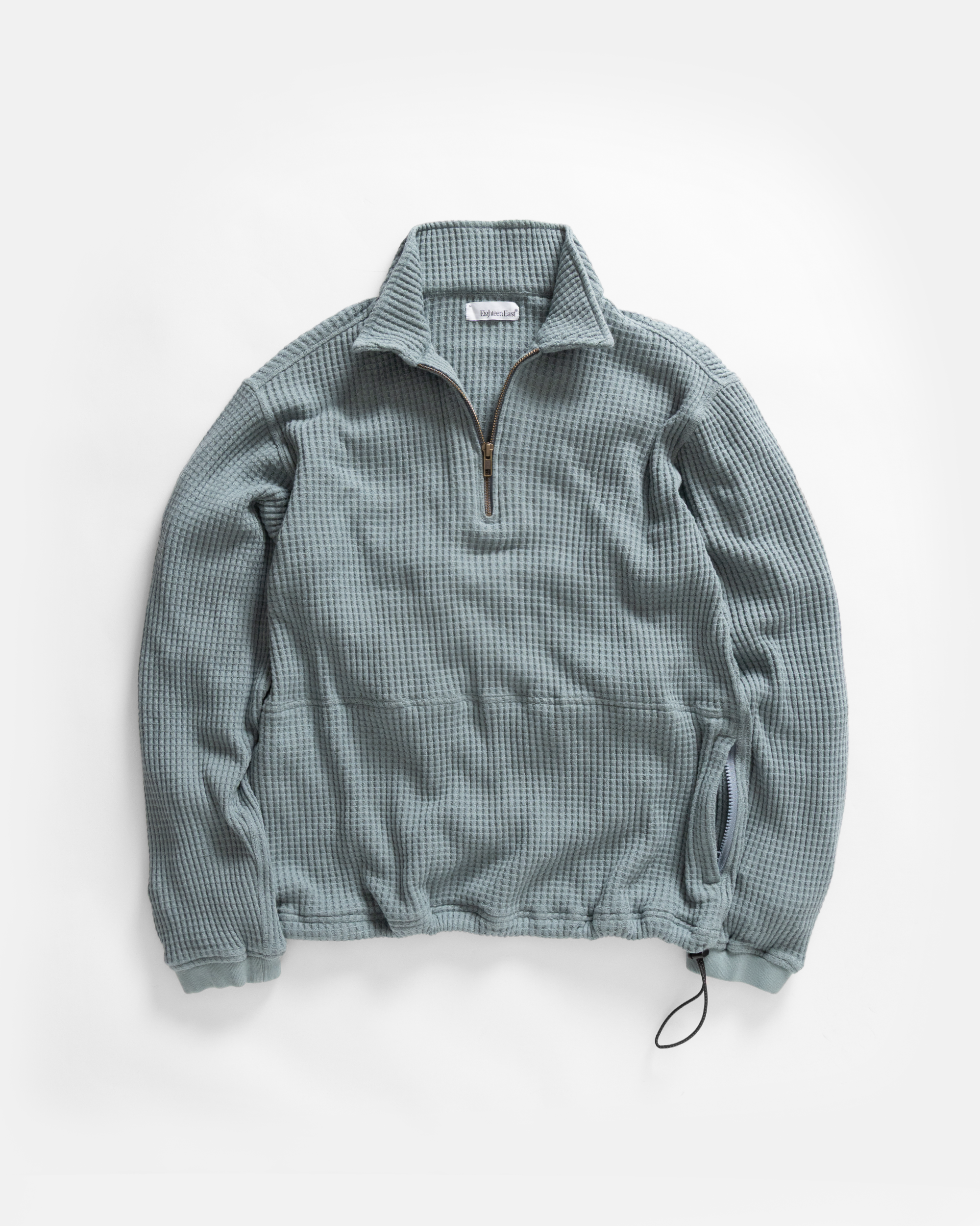ROSCO 1/4 ZIP SWEATER - TROOPER SLATE BLENDED TECH COTTON EXPLODED