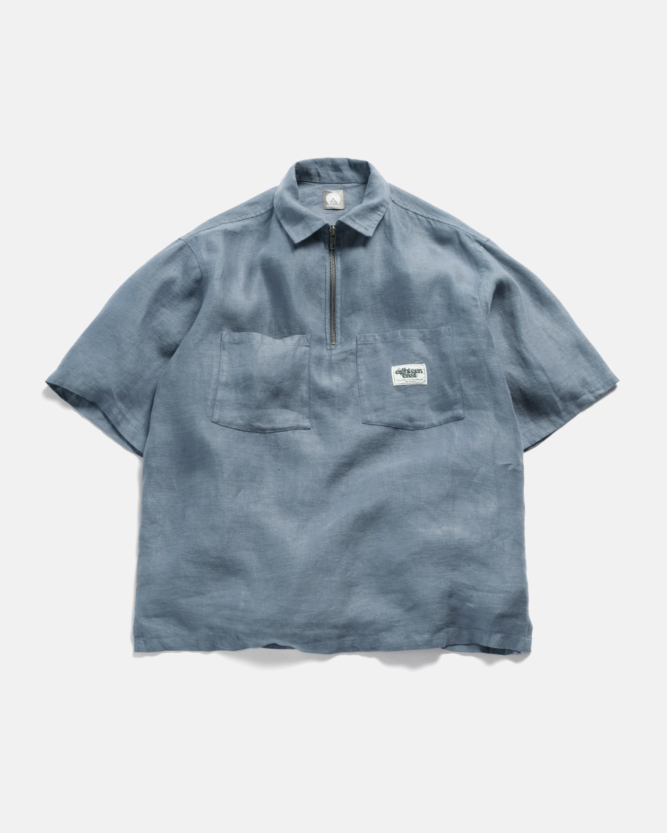 SS HOLLOW SHIRT - CHAMBRAY BLUE LINEN TWILL – 18 East