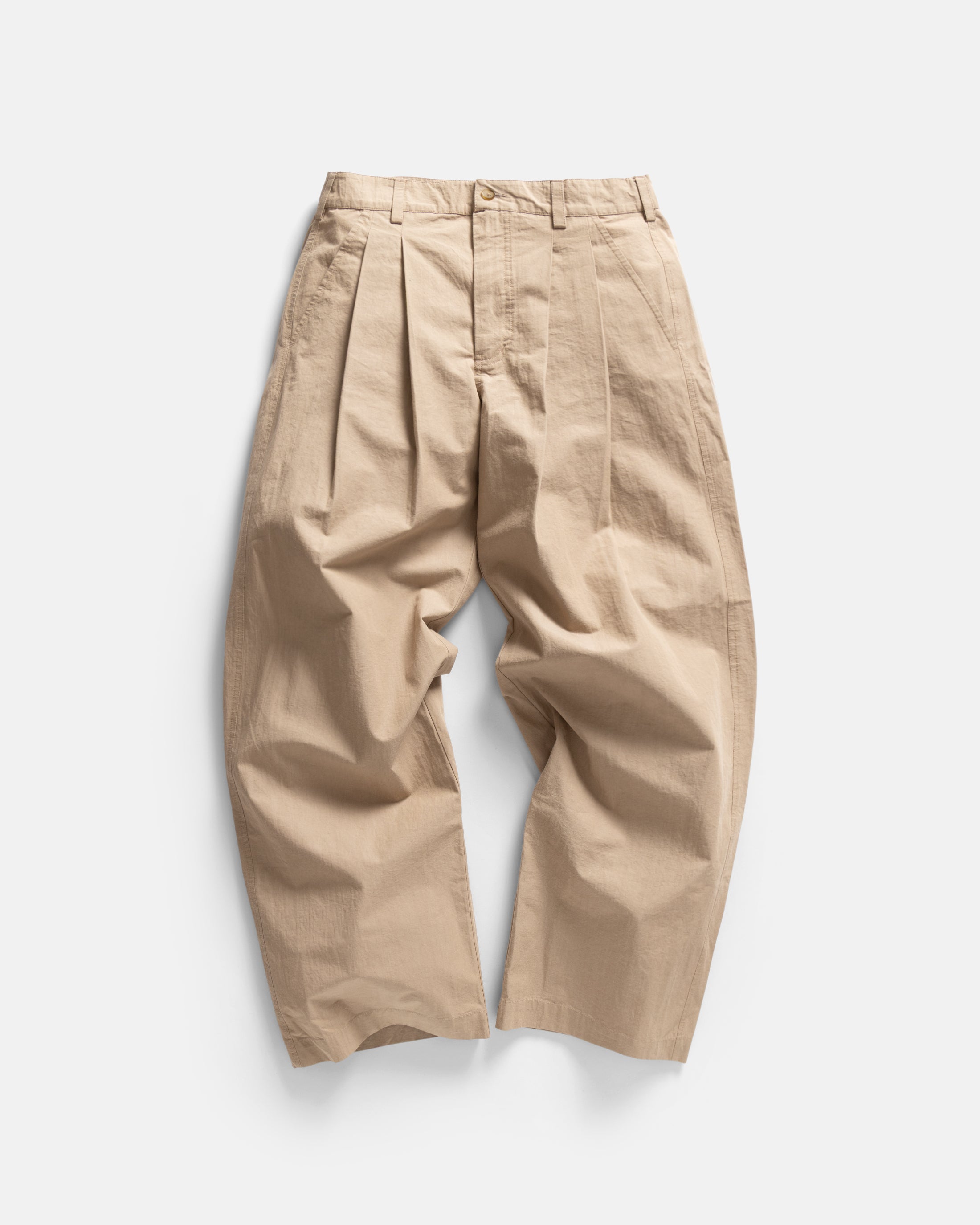 TINO DOUBLE PLEATED WIDE PANT - FADED KHAKI COTTON PLAINWEAVE – 18