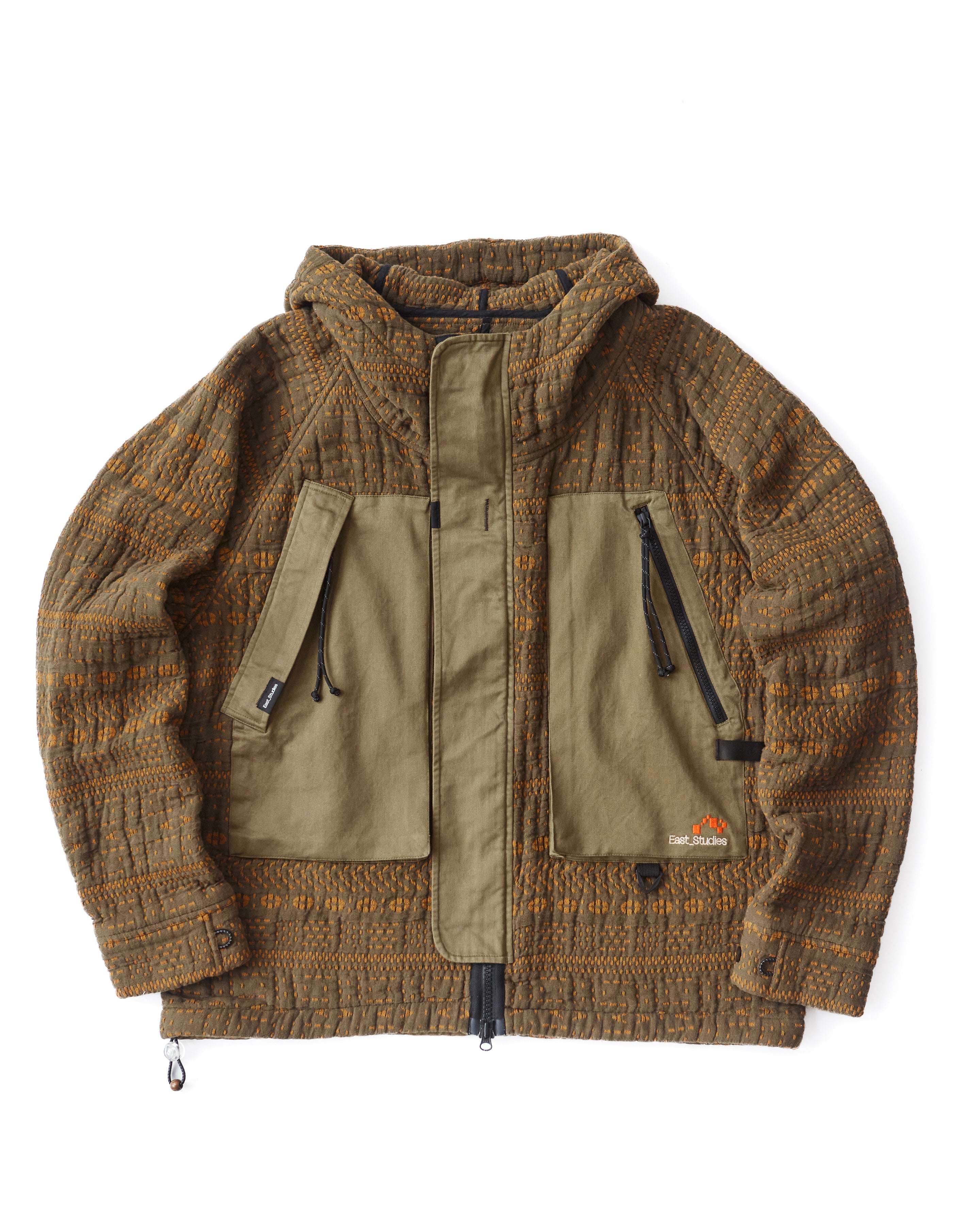 EAST_STUDIES MS - 104 FIELD JACKET - WILLOW GREEN HAND QUILTED COTTON /  SATEEN