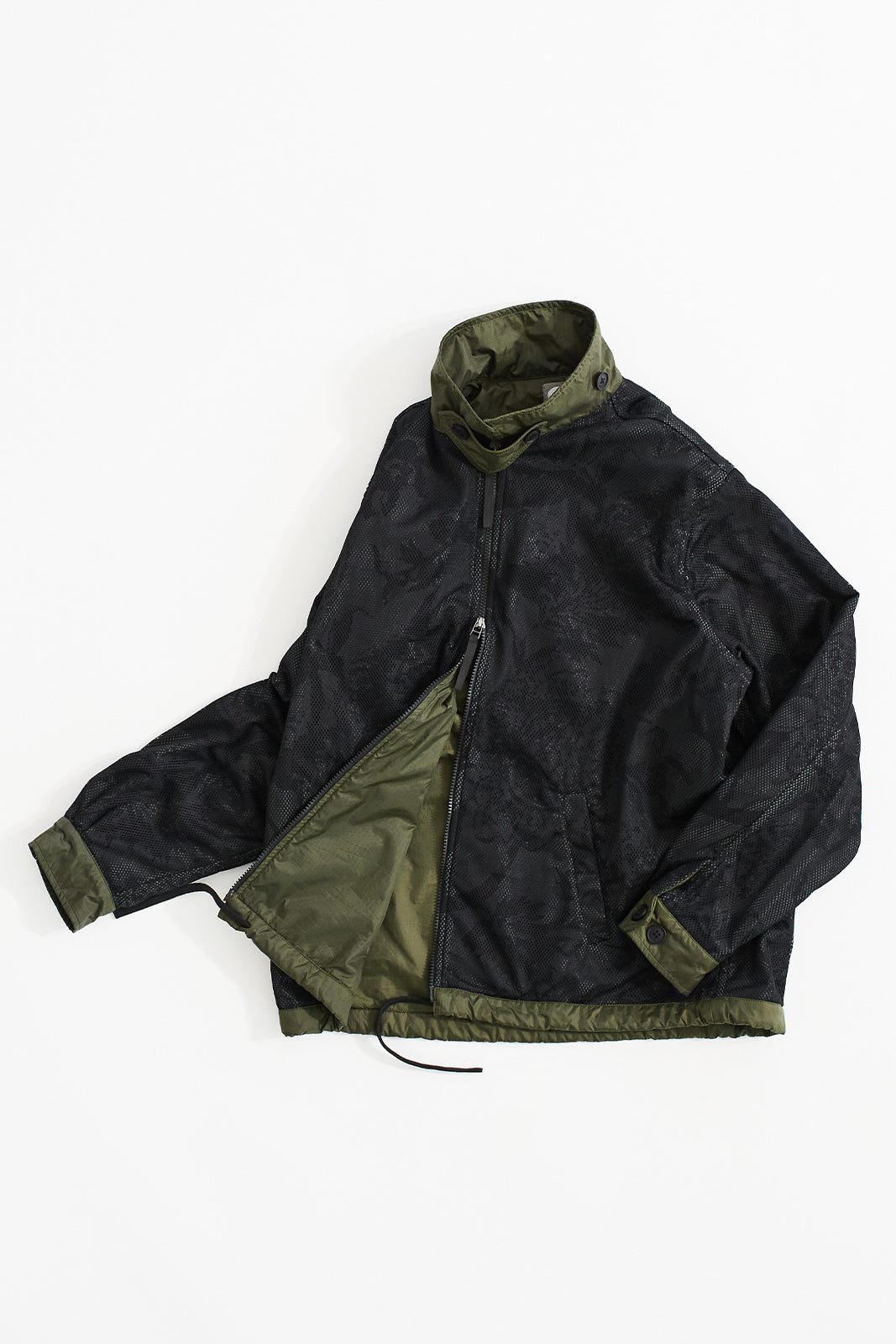 MARRIOR REVERSE COACH'S JACKET - BLACK ATHLETIC MESH / ARMY NYLON RIPSTOP