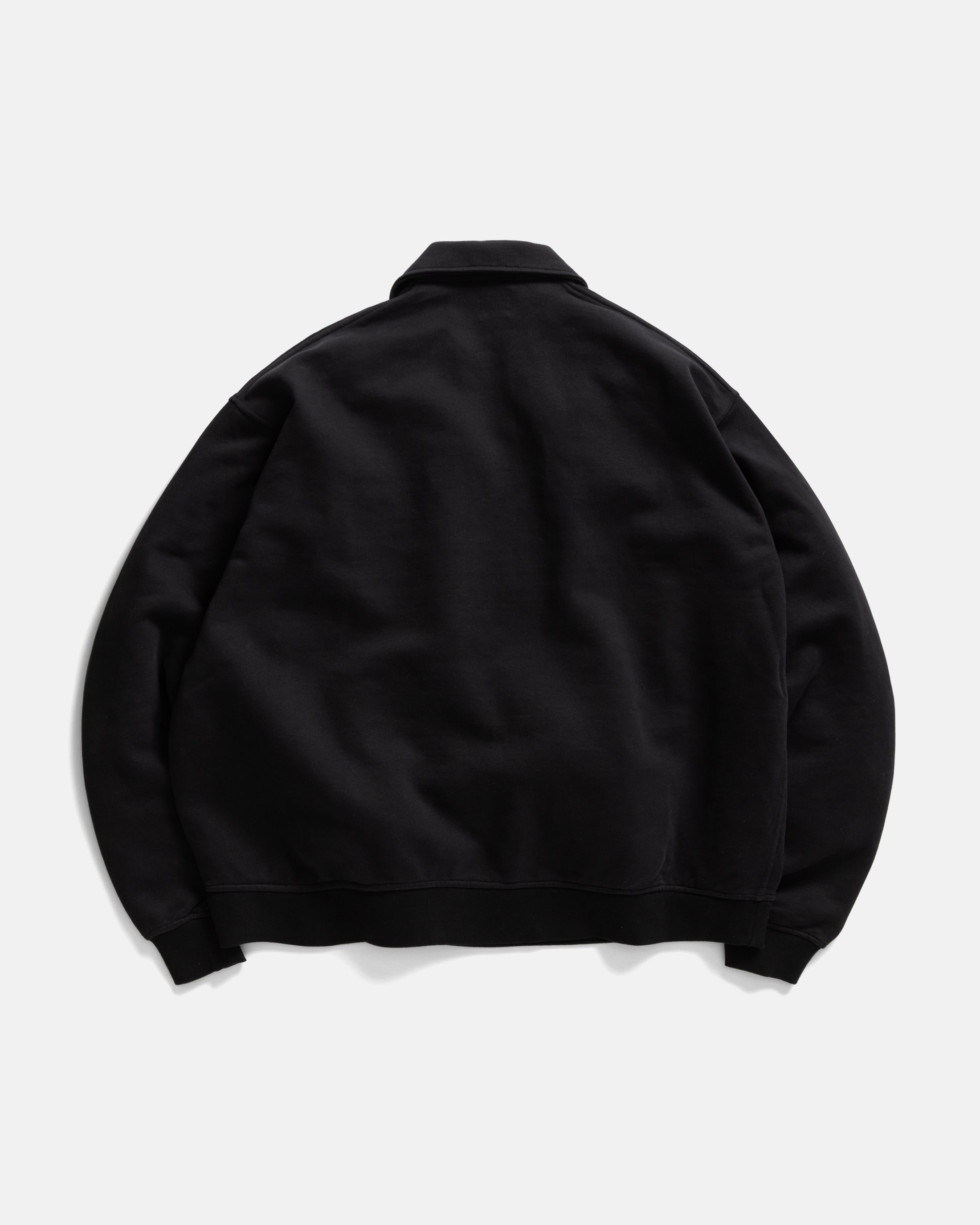 COLLAN ZIP COLLAR SWEATSHIRT - BLACK 19oz. ALL COTTON LOOPBACK TERRY FLEECE