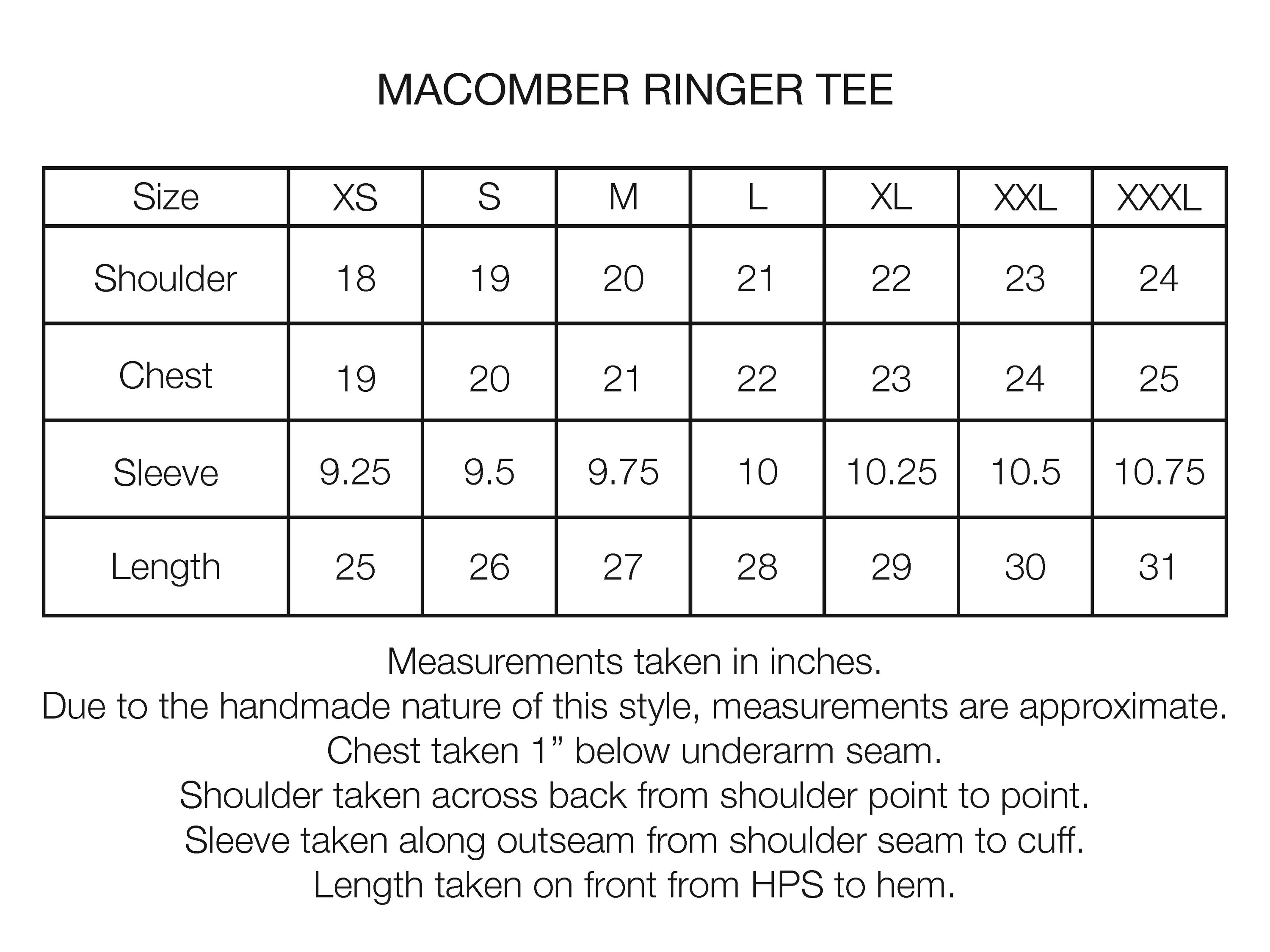 MACOMBER RINGER TEE - SALT / WASHED BLACK 7.75 oz. ALL SEASON COTTON JERSEY