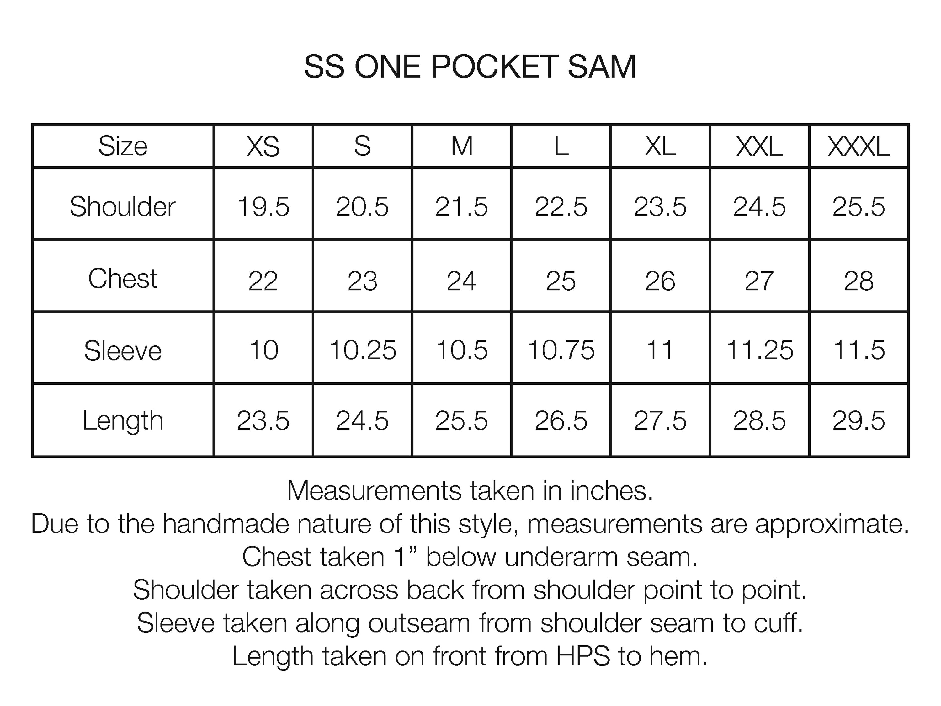 EMBARKO S/S SINGLE POCKET SAM SHIRT - WHITE / NATURAL INDIGO HAND-EMBROIDERED LIGHTWEIGHT COTTON