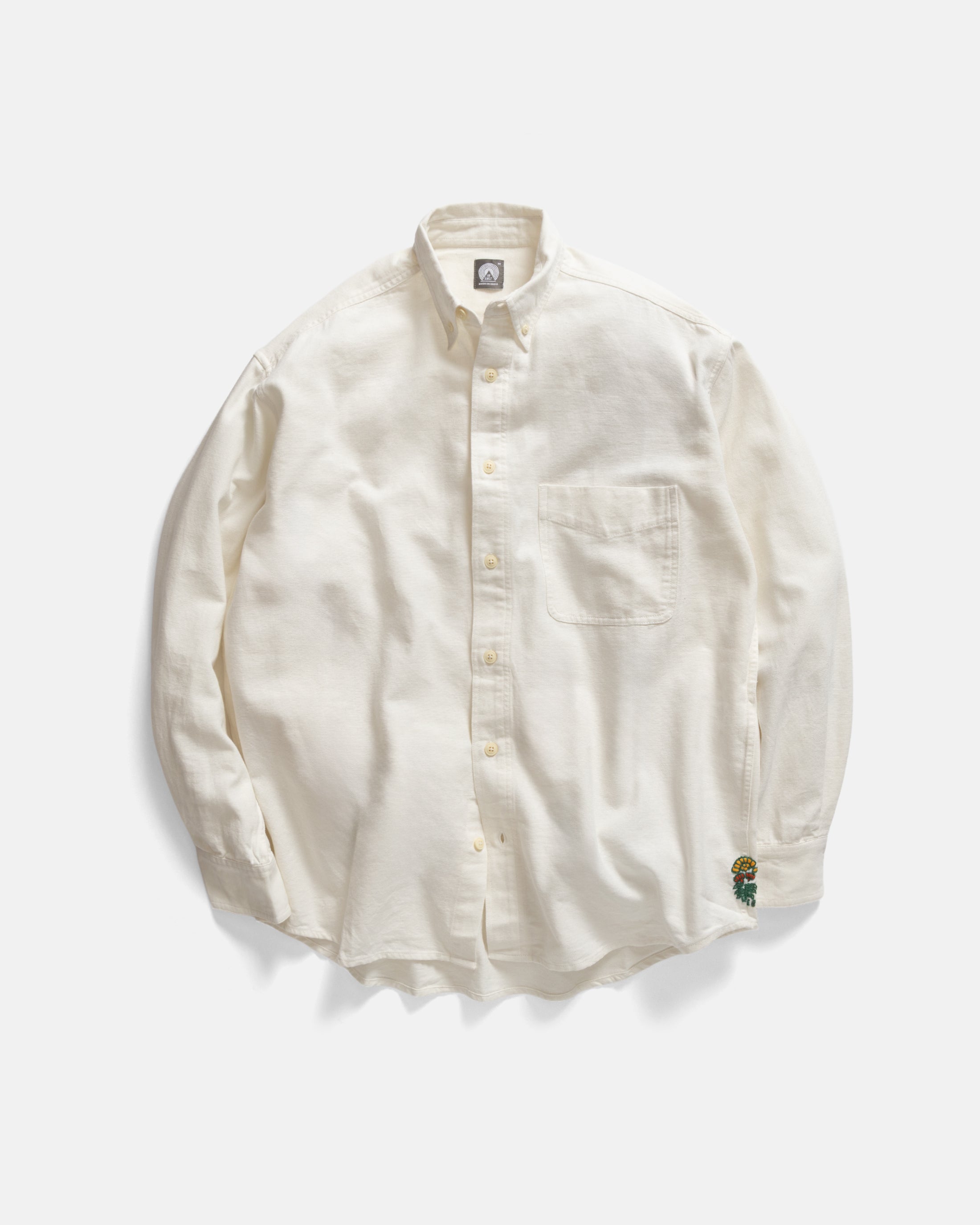 WOLF BUTTON-DOWN SHIRT - WHITE HEAVY OXFORD CLOTH