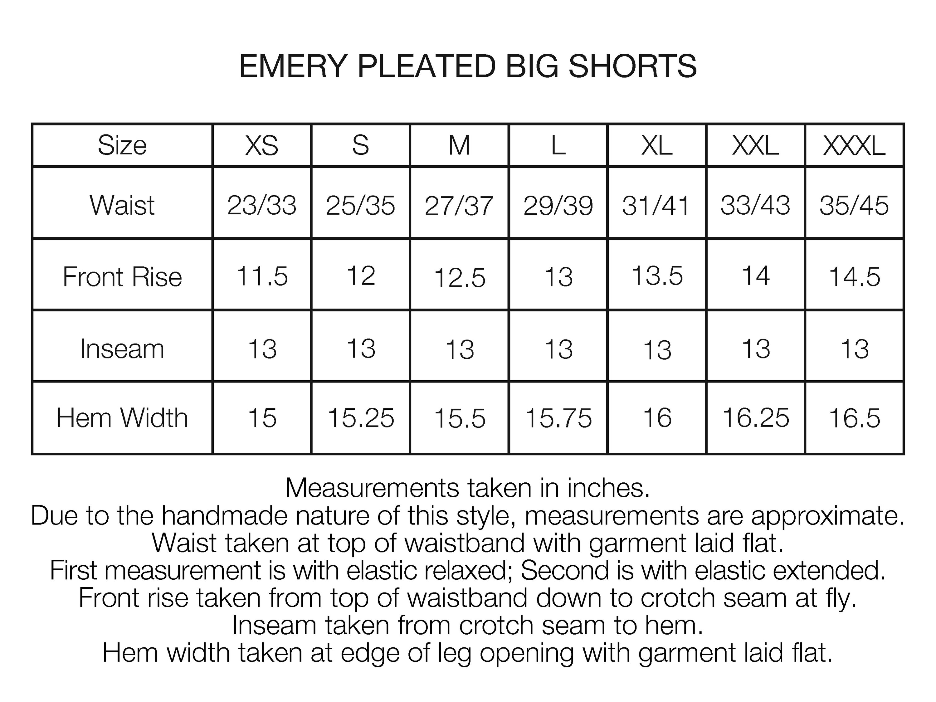 EMERY PLEATED BIG SHORTS - BLACK 13oz. RAW DENIM