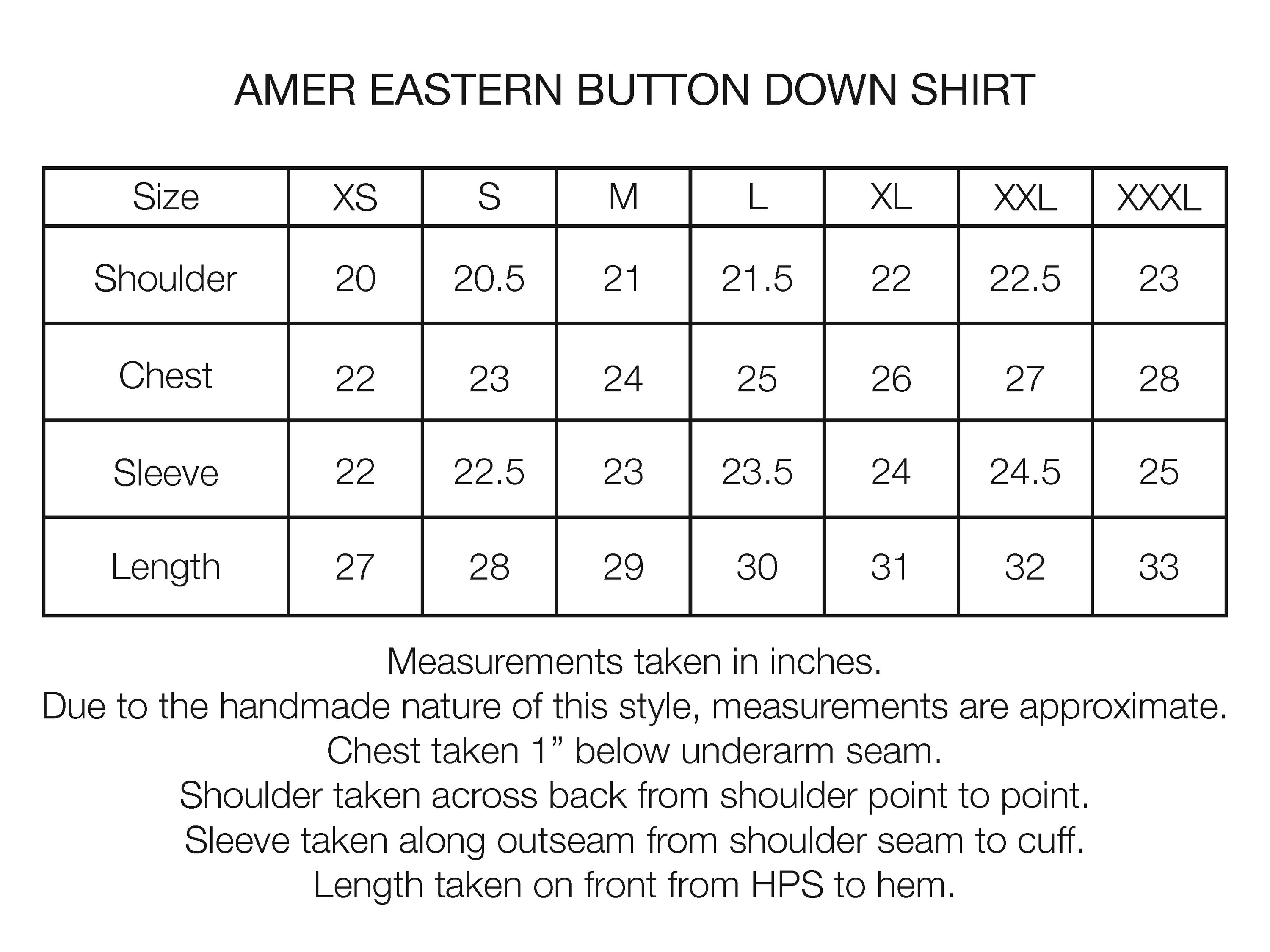 AMER EASTERN BUTTON DOWN SHIRT - RUSSET BROWN / CLEAR BLUE / GOLDENROD BELGIAN LINEN PLAID WITH WHITE HAND-EMBROIDERED DECO CHECK