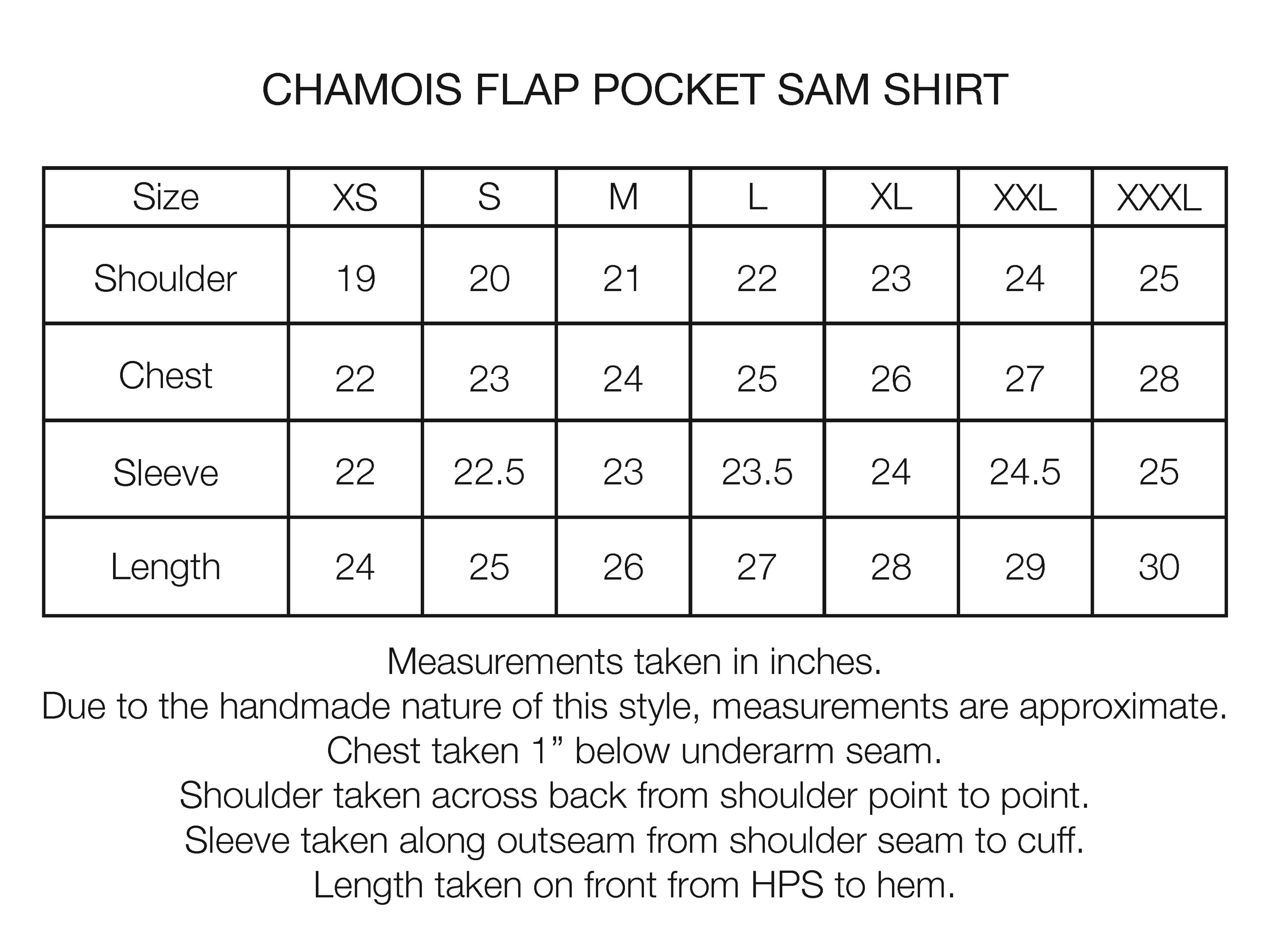 CHAMOIS FLAP POCKET SAM SHIRT - RUSSETT BROWN / DEEP FOG / ECRU KHADI COTTON OXFORD