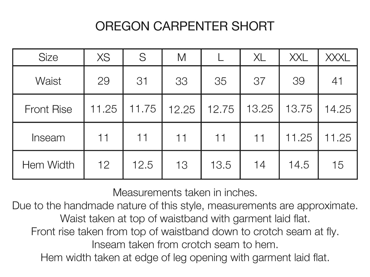OREGON CARPENTER SHORT - BARELY BLACKWATCH BEESWAX COATED COTTON TWILL AND BLACK COTTON CORDUROY