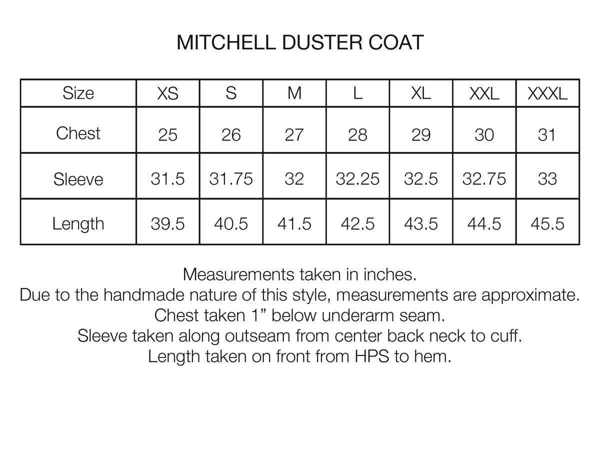 MITCHELL DUSTER COAT - BARELY BLACKWATCH BEESWAX COATED COTTON TWILL AND BLACK COTTON CORDUROY