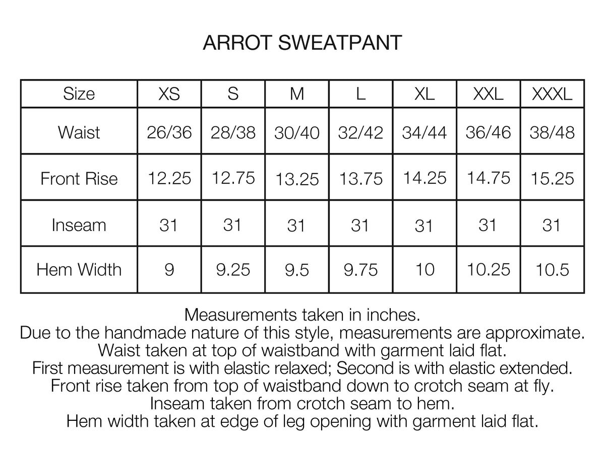 A# ARROTT SWEATPANT - HAND SCREENED WOODLAND A# CAMO 19oz. ALL COTTON LOOPBACK TERRY FLEECE