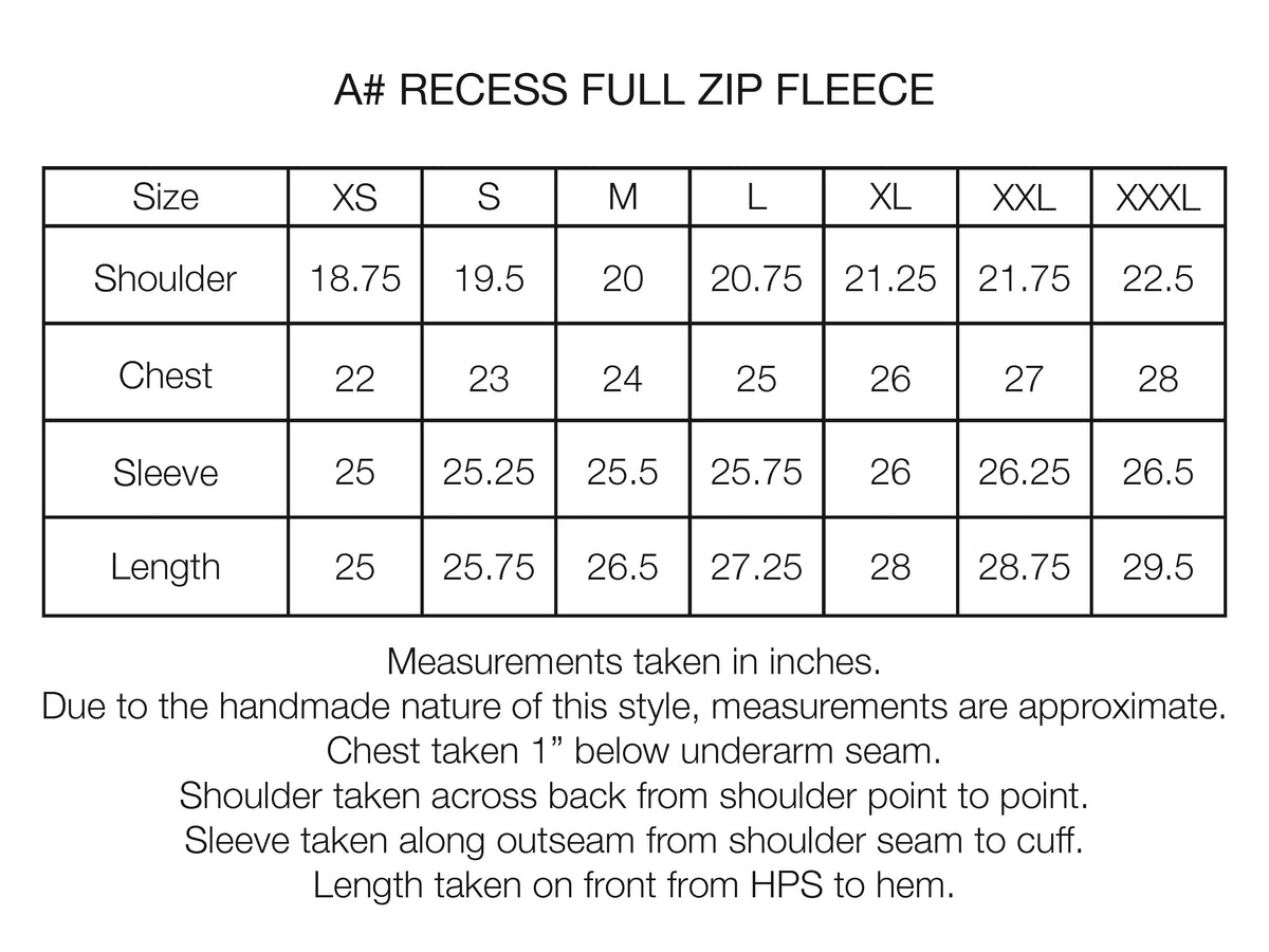 A# RECESS FULL-ZIP FLEECE - ALPHA SLATE / CINDER DEEP PILE ORGANIC COTTON FLEECE WITH HAND BLOCK PRINTED COTTON MICRO RIPSTOP PANELLING