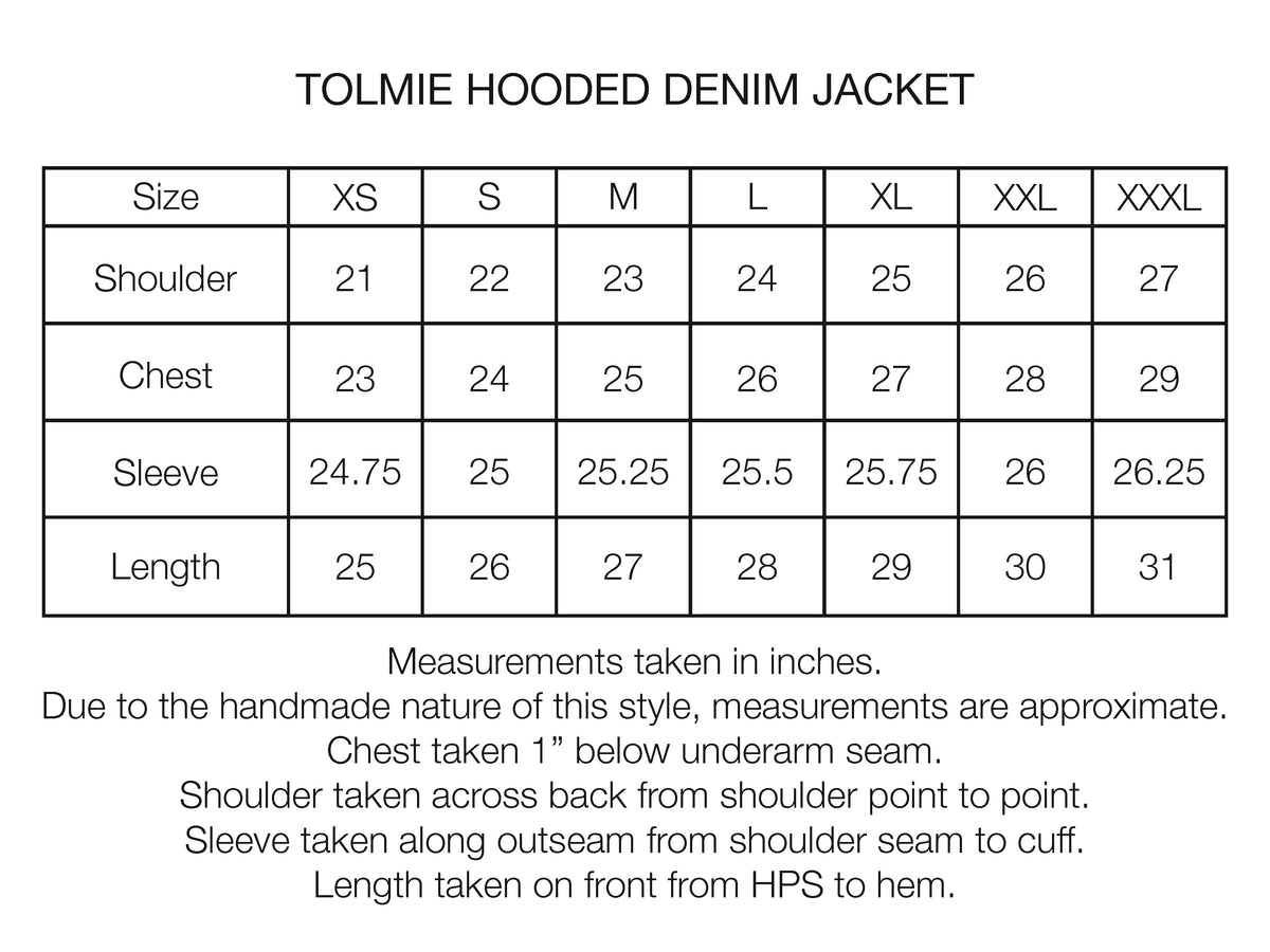 TOLMIE HOODED WORK JACKET - NATURAL INDIGO DYED HANDWOVEN COTTON DENIM TWILL