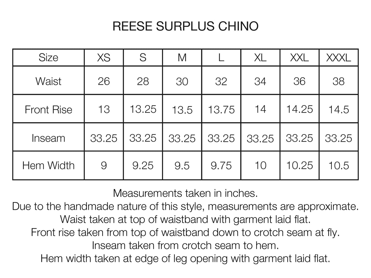 REESE SURPLUS CHINO - CLASSIC KHAKI HEAVY COTTON TWILL