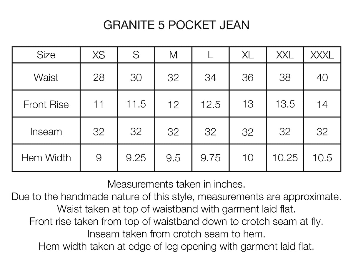 GRANITE 5 PKT JEANS - DARK WASH 13oz. INDIAN COTTON DENIM